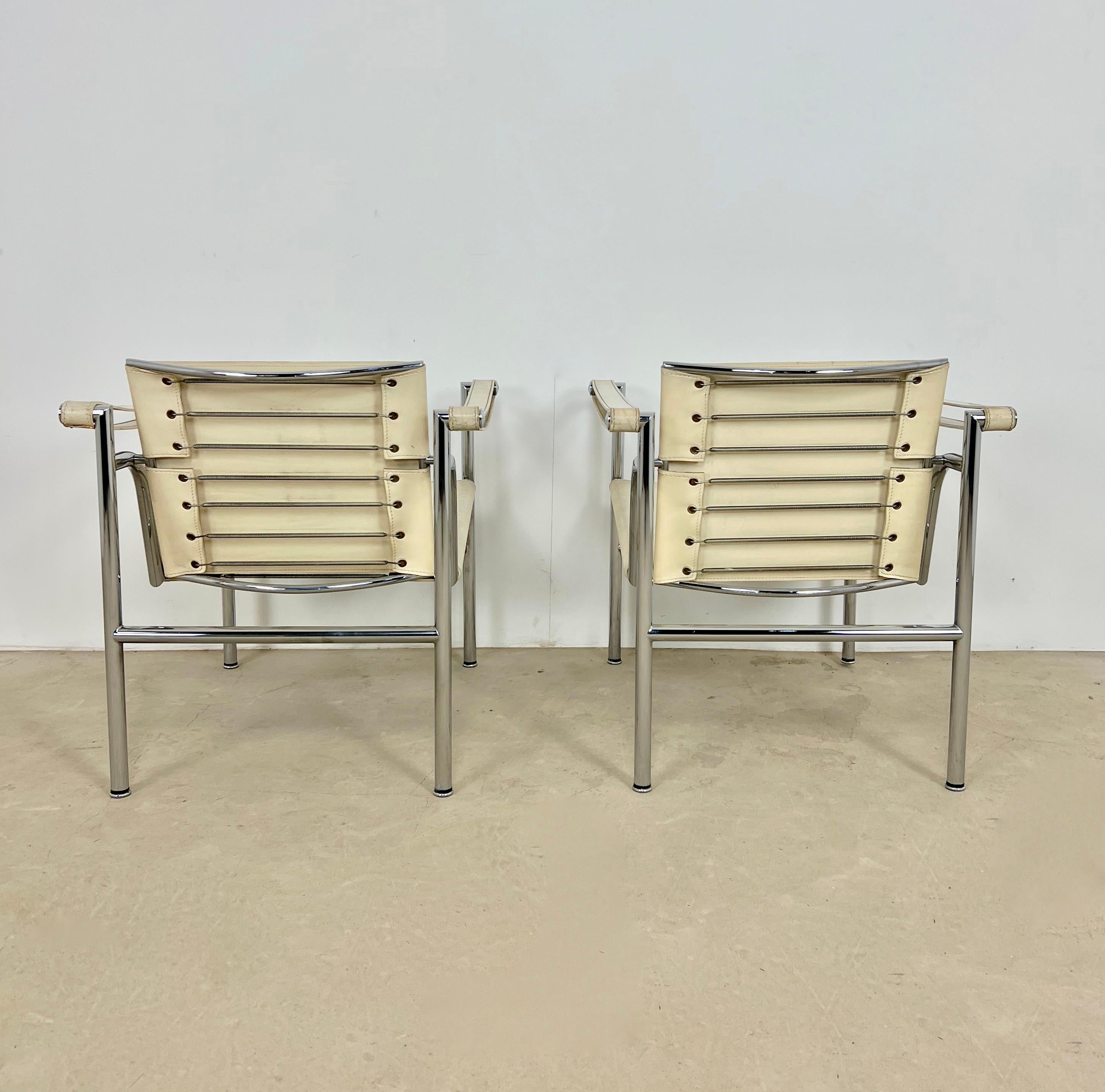 Metal LC1 Armchairs by Le Corbusier for Cassina, 1970s, Set of 2