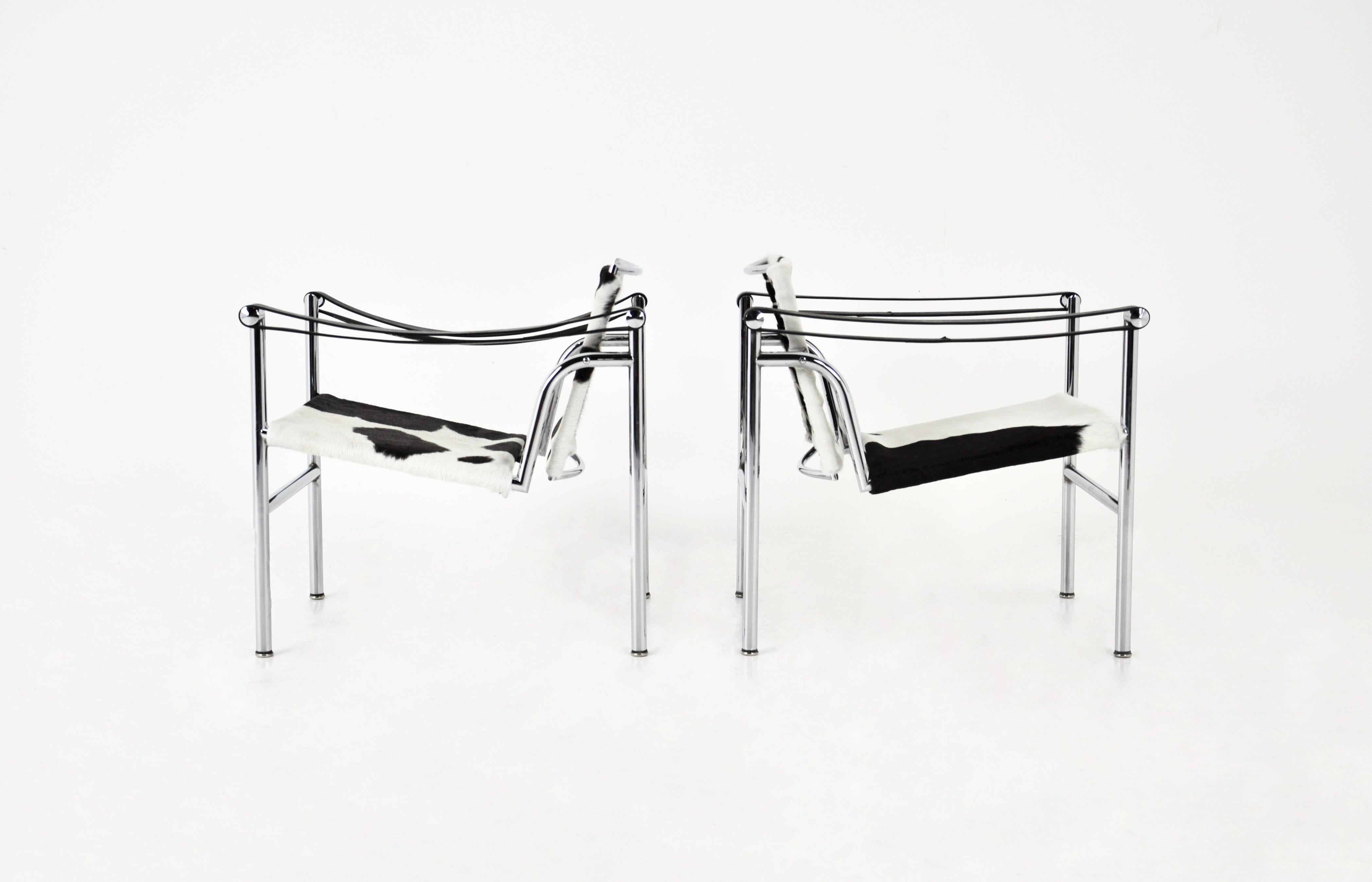 Metal LC1 armchairs by Le Corbusier for Cassina 1970S, set of 2