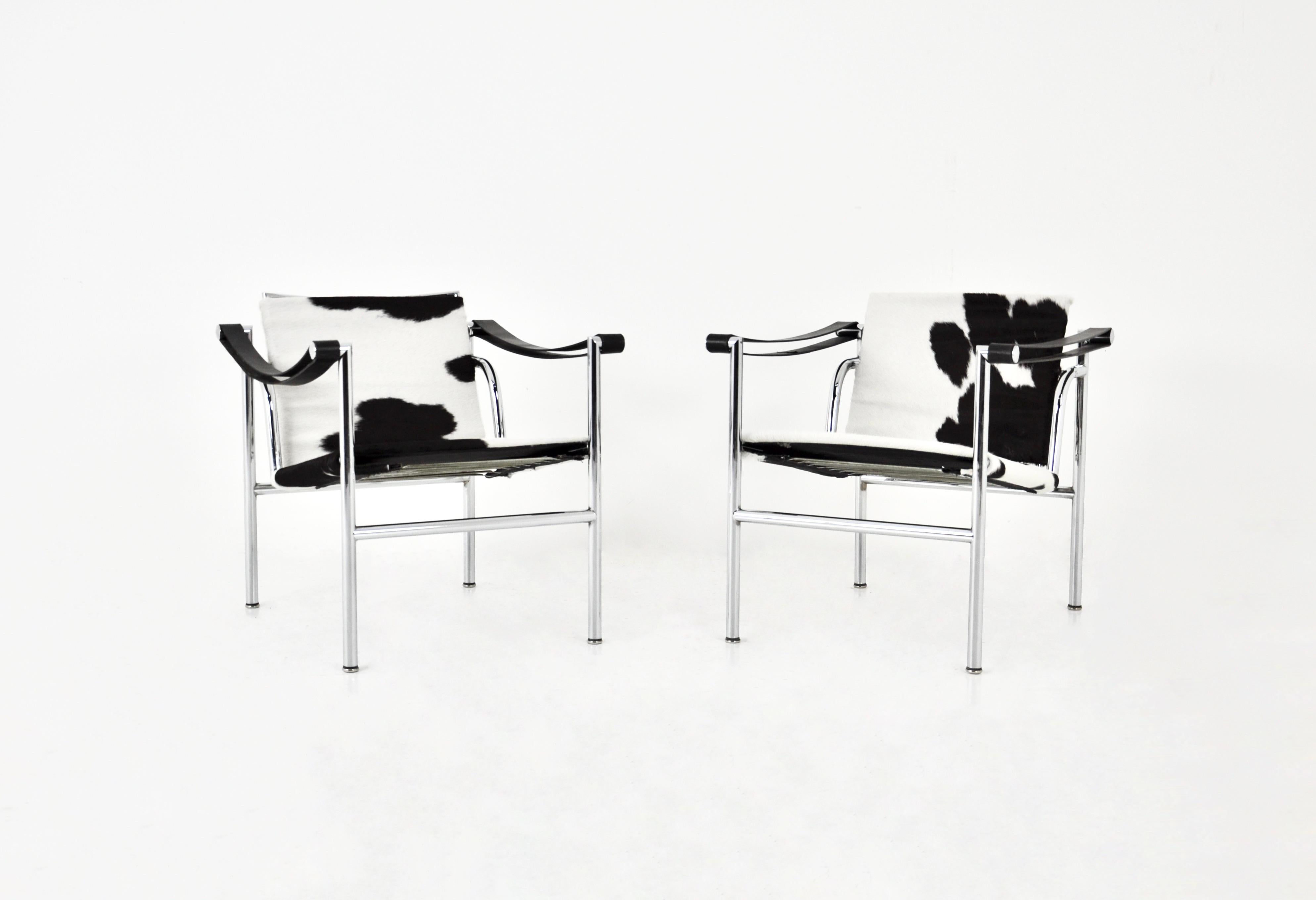 LC1 armchairs by Le Corbusier for Cassina 1970S, set of 2 1