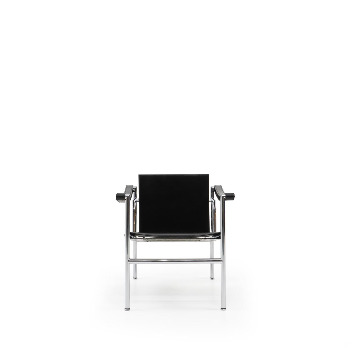 An LC1 armchair designed by Le Corbusier, Pierre Jeanneret and Charlotte Perriand during the late 1920 and built up using chromed metal tubes and leather.

Our version dates from the 1980s, and still remains in good condition considering age.
 
 
 

