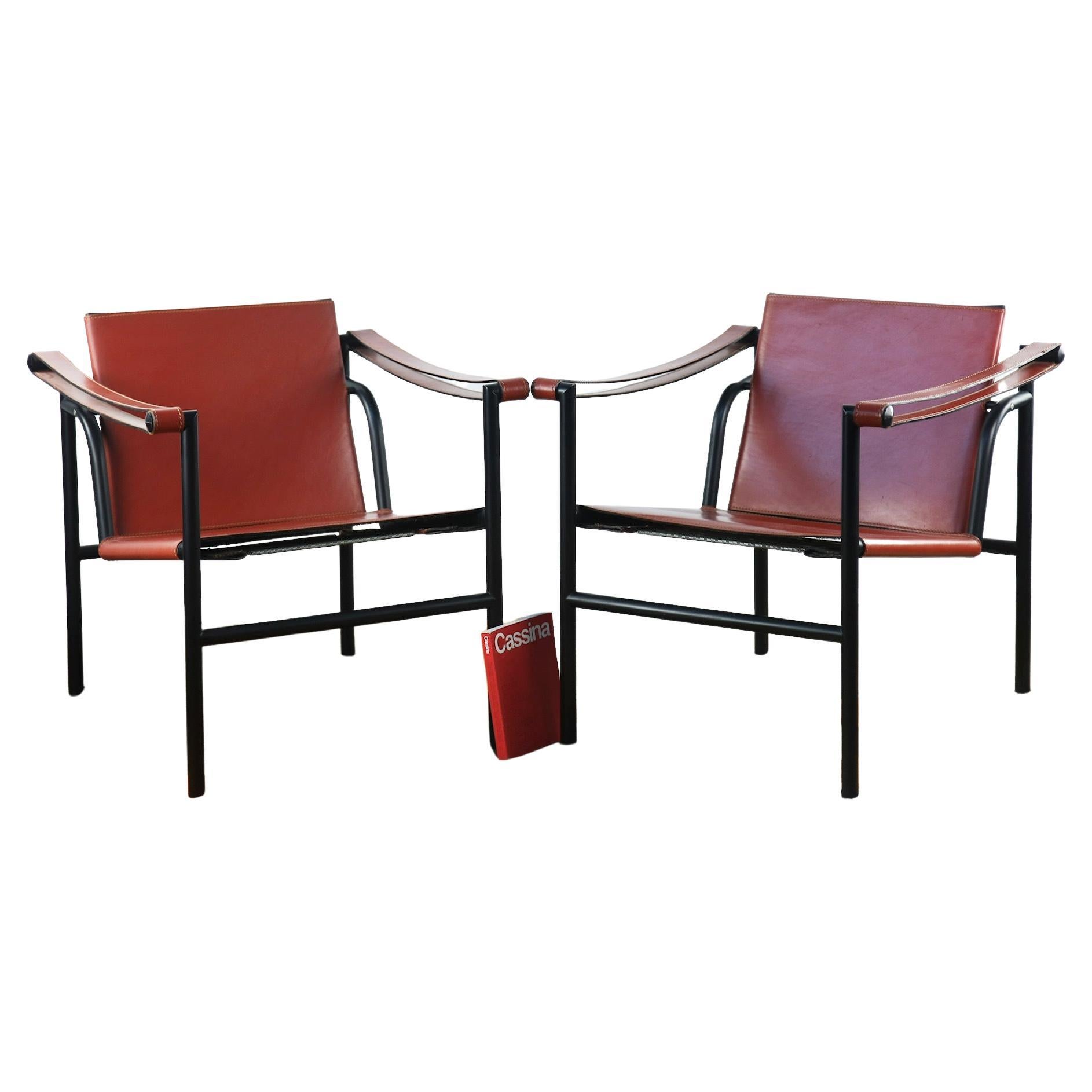 LC1 "Le Corbusier" by Cassina n 22066 - 22067 with black frame For Sale