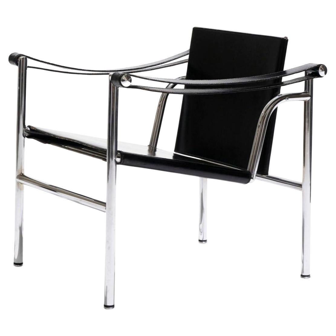 LC1 leather armchair, Le Corbusier, Cassina, 1960s For Sale