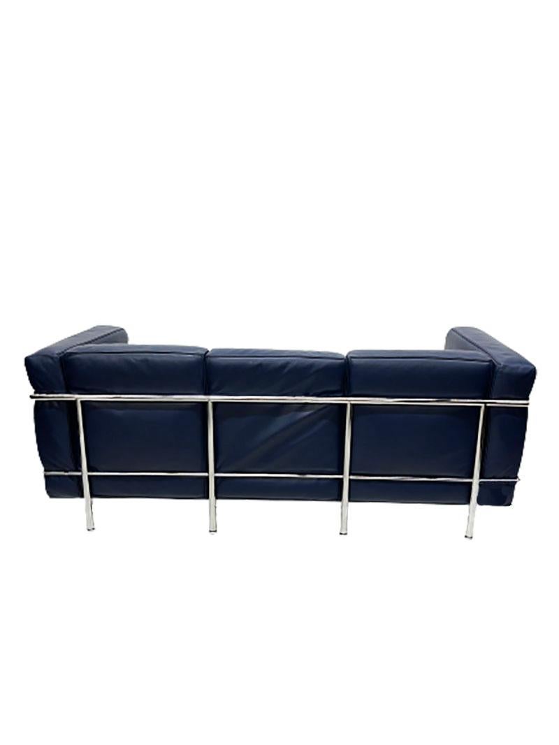 Italian LC2 3 Seat-Sofa by Le Corbusier, Charlotte Perriand and Pierre Jeanneret