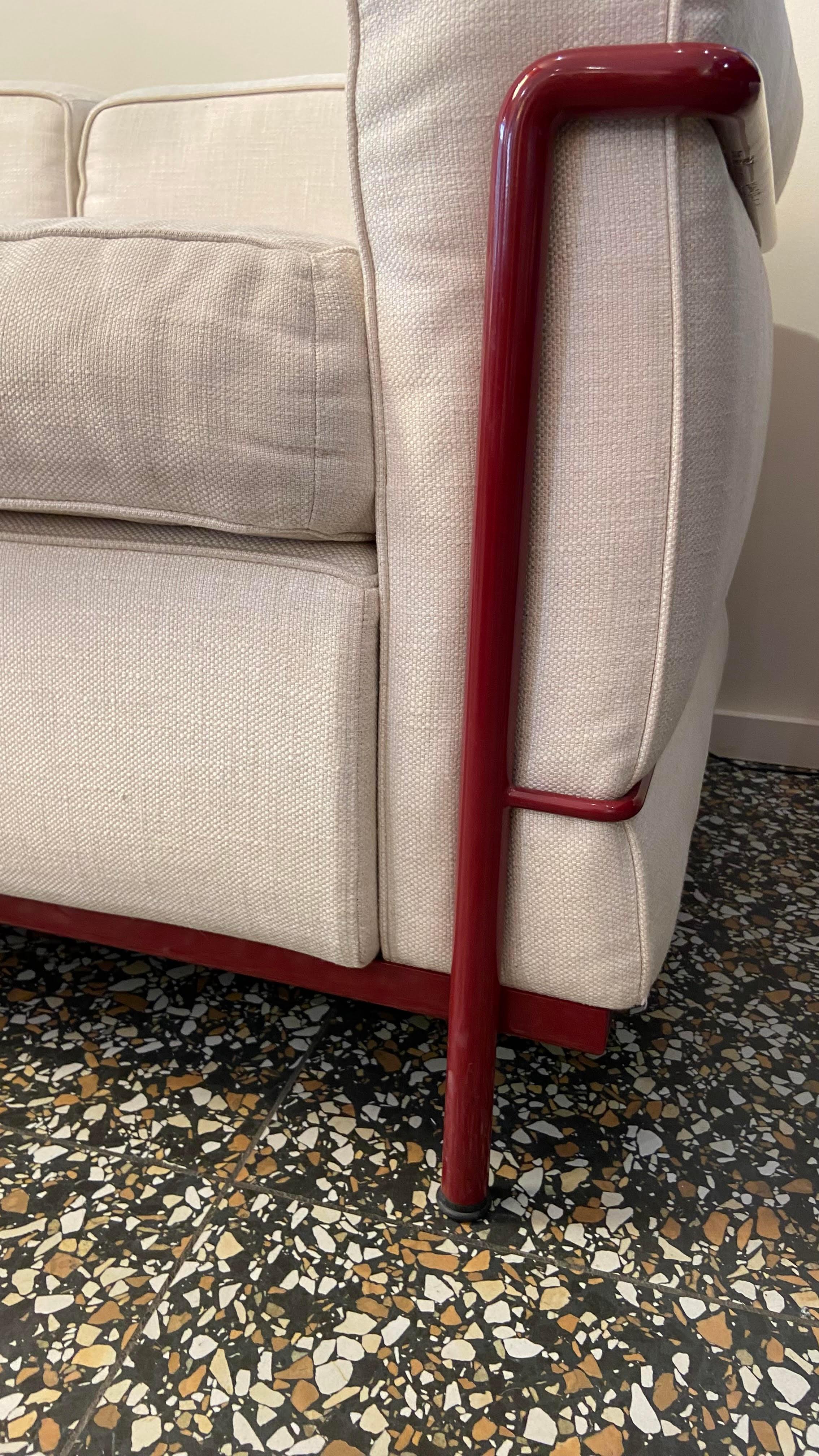 Italian LC2 3-seater sofa designed by Le Corbusier for Cassina, circa 1970
