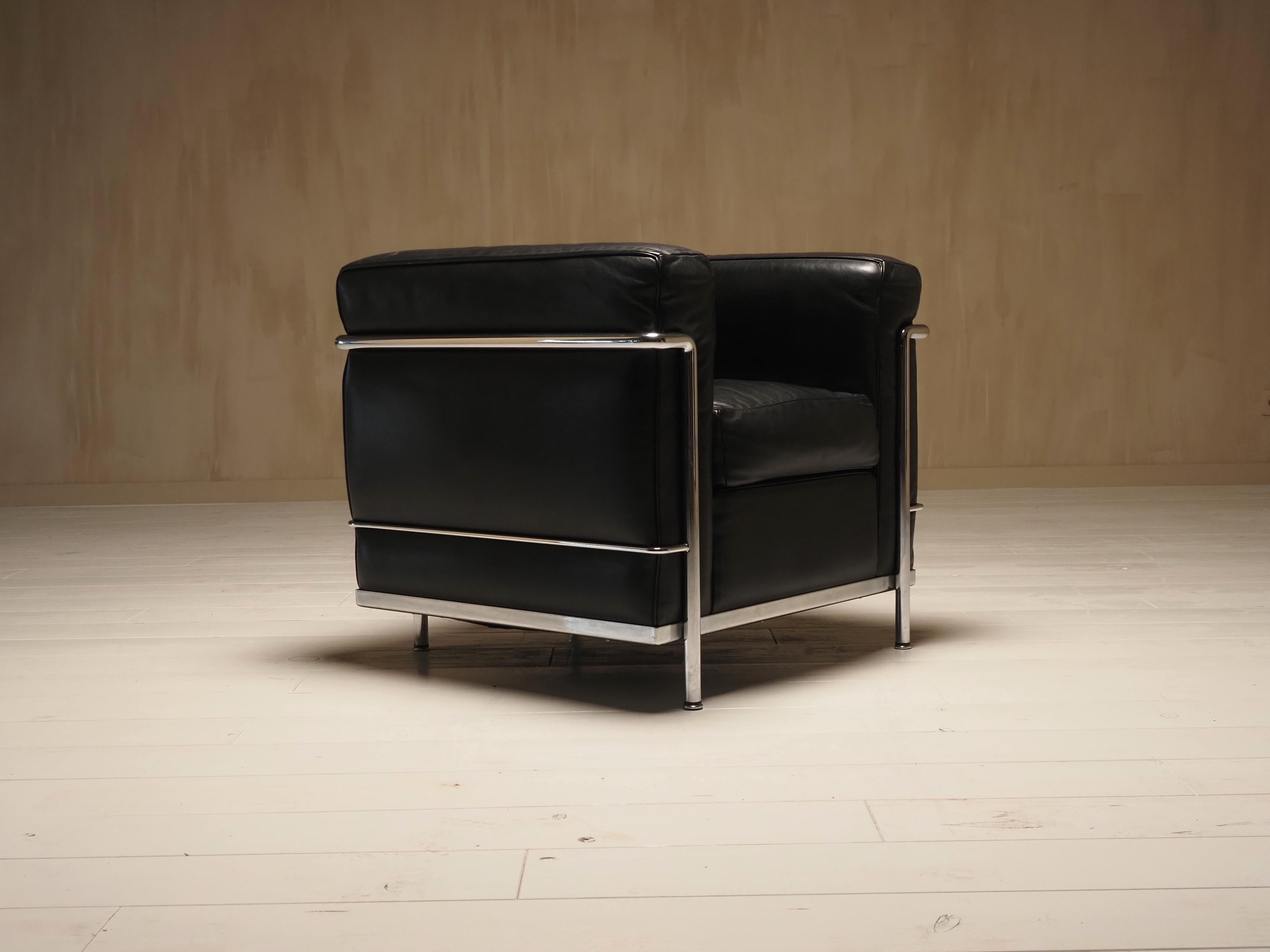 Italian LC2 Club Chair By Le Corbusier, Jeanneret, Perriand for Cassina For Sale