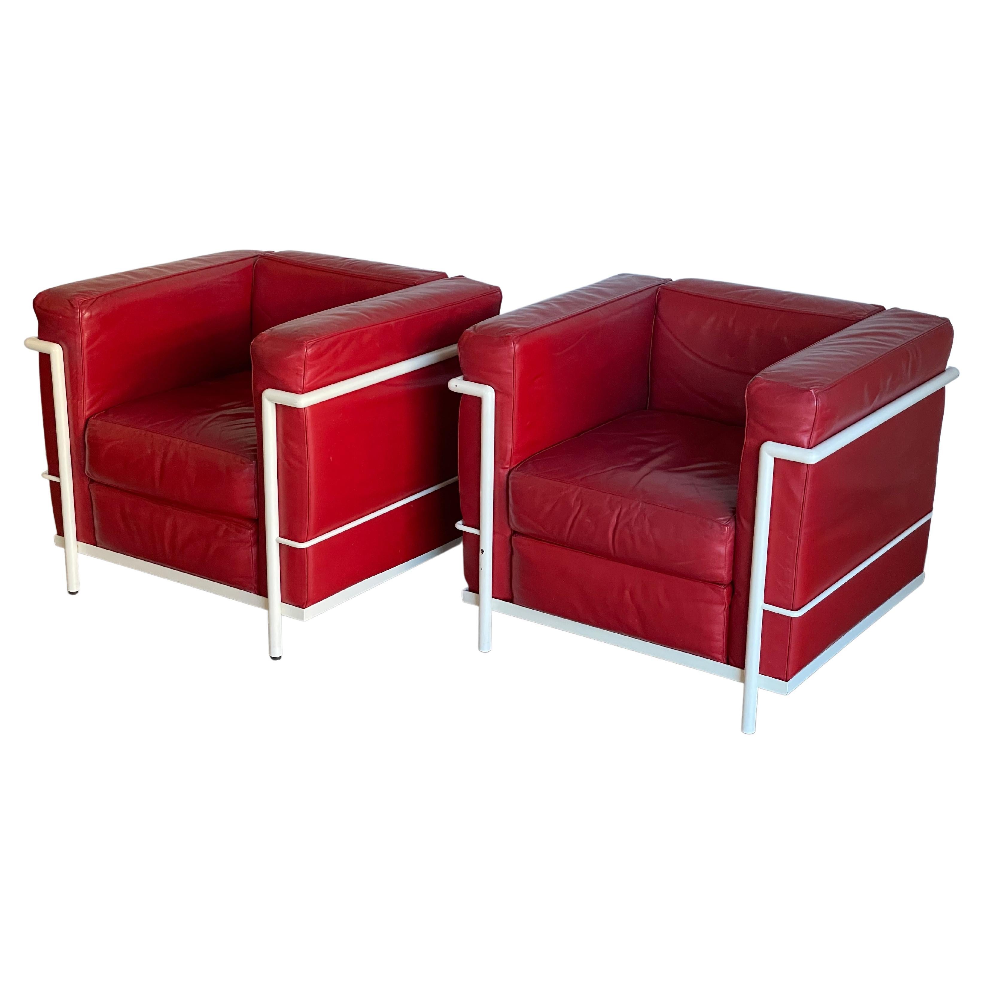 Le Corbusier by Alivar LC2 Sillones de cuero negro, set de 2 en venta ...