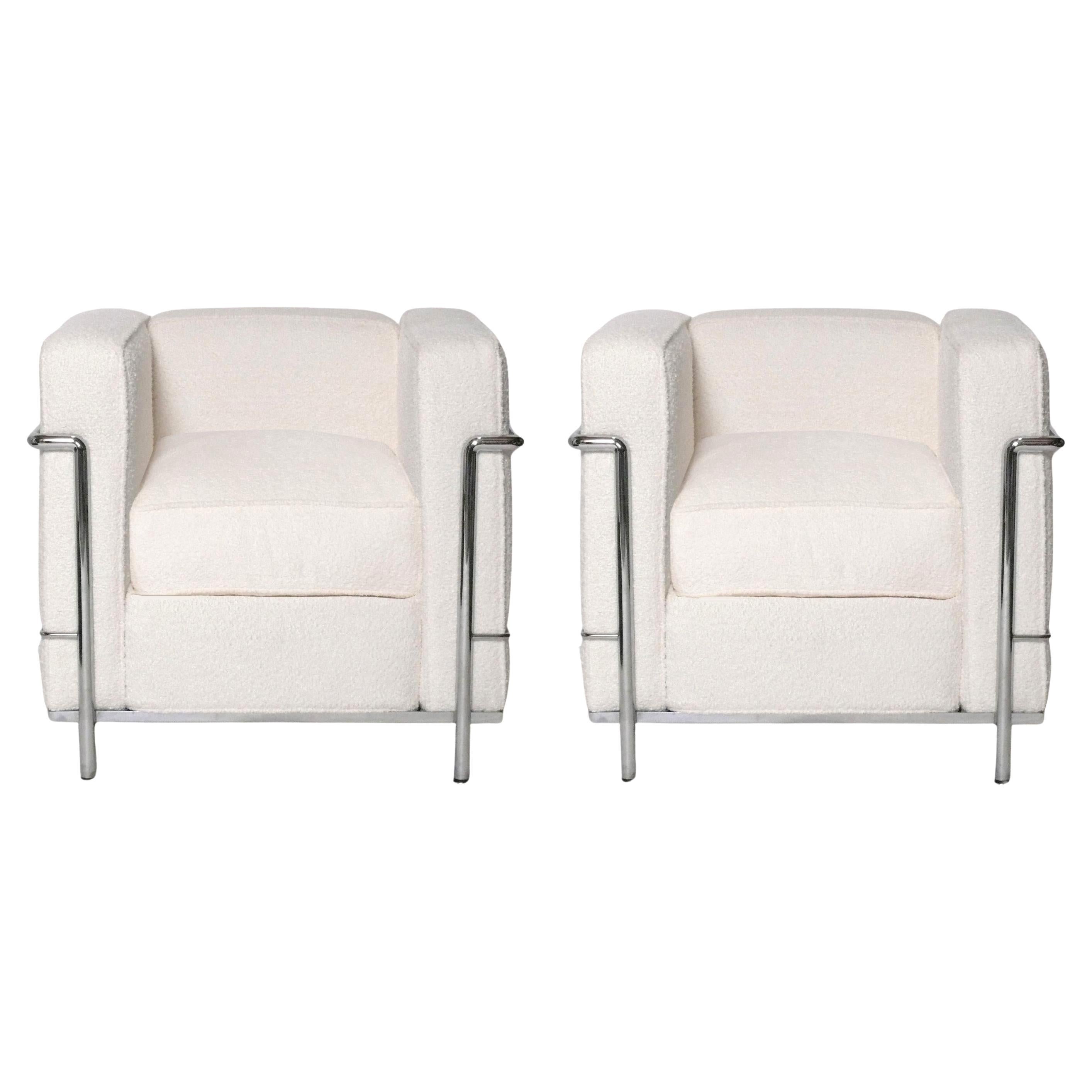 LC2 Lounge Chairs by Le Corbusier for Cassina Signed Mid Century Modern Art Deco For Sale