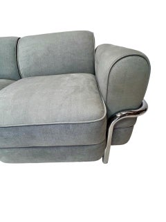 LC2 Style Inspired Sofa in Distressed Suede Leather