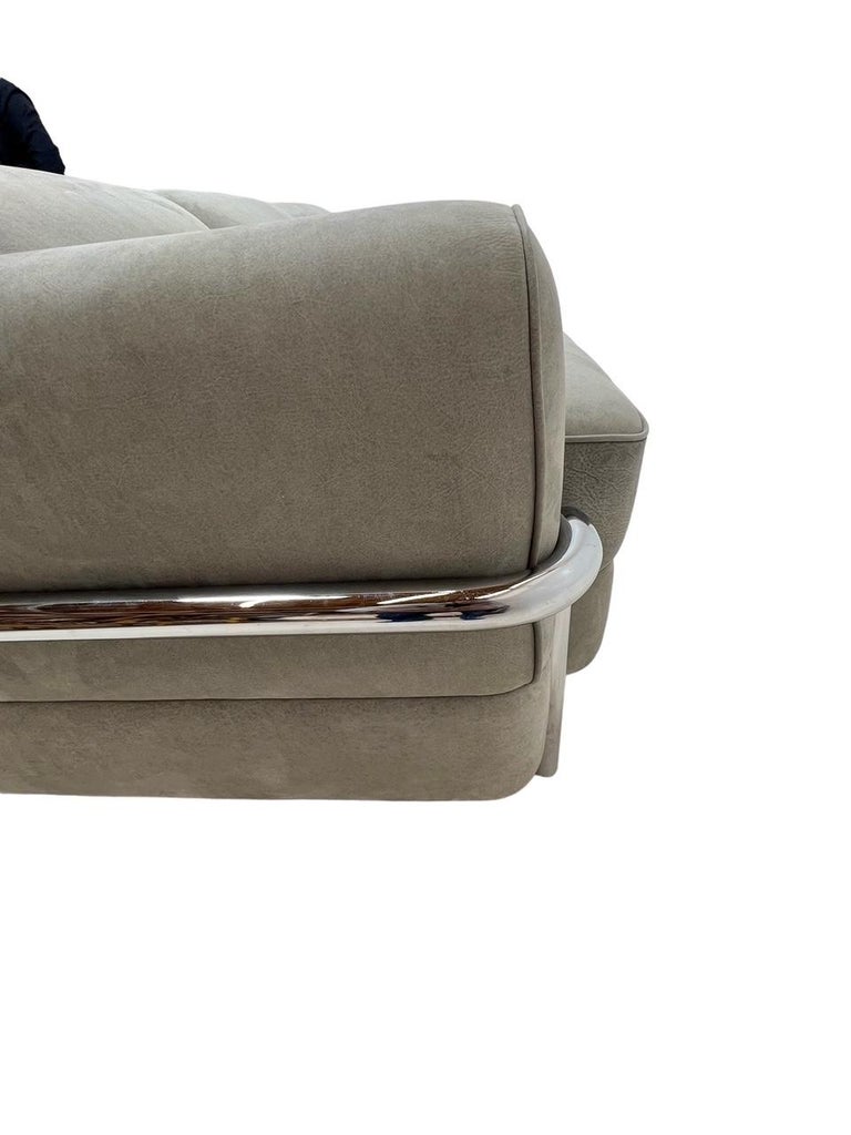 LC2 Style Inspired Sofa in Distressed Suede Leather For Sale 1