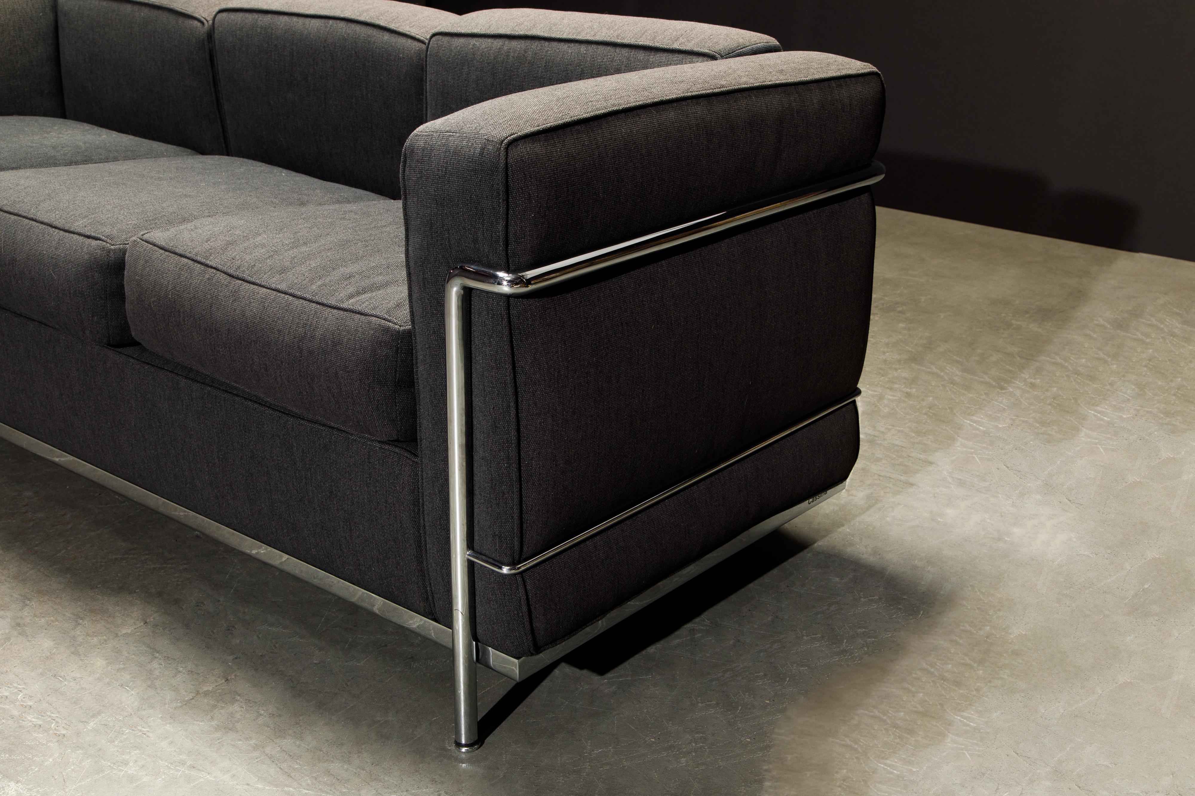 Contemporary 'LC2' Three-Seat Sofa by Le Corbusier, Jeanneret & Perriand for Cassina, Signed
