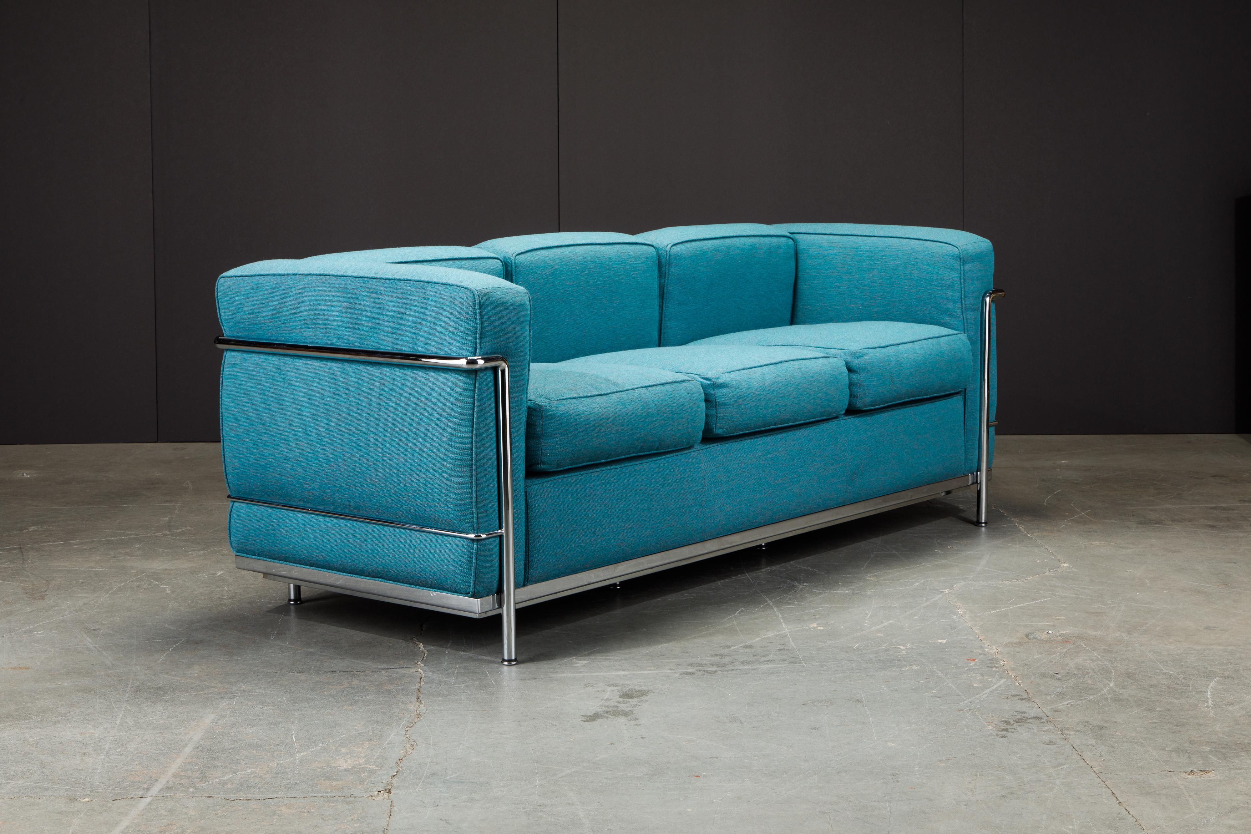 Contemporary 'LC2' Three-Seat Sofa by Le Corbusier, Jeanneret & Perriand for Cassina, Signed