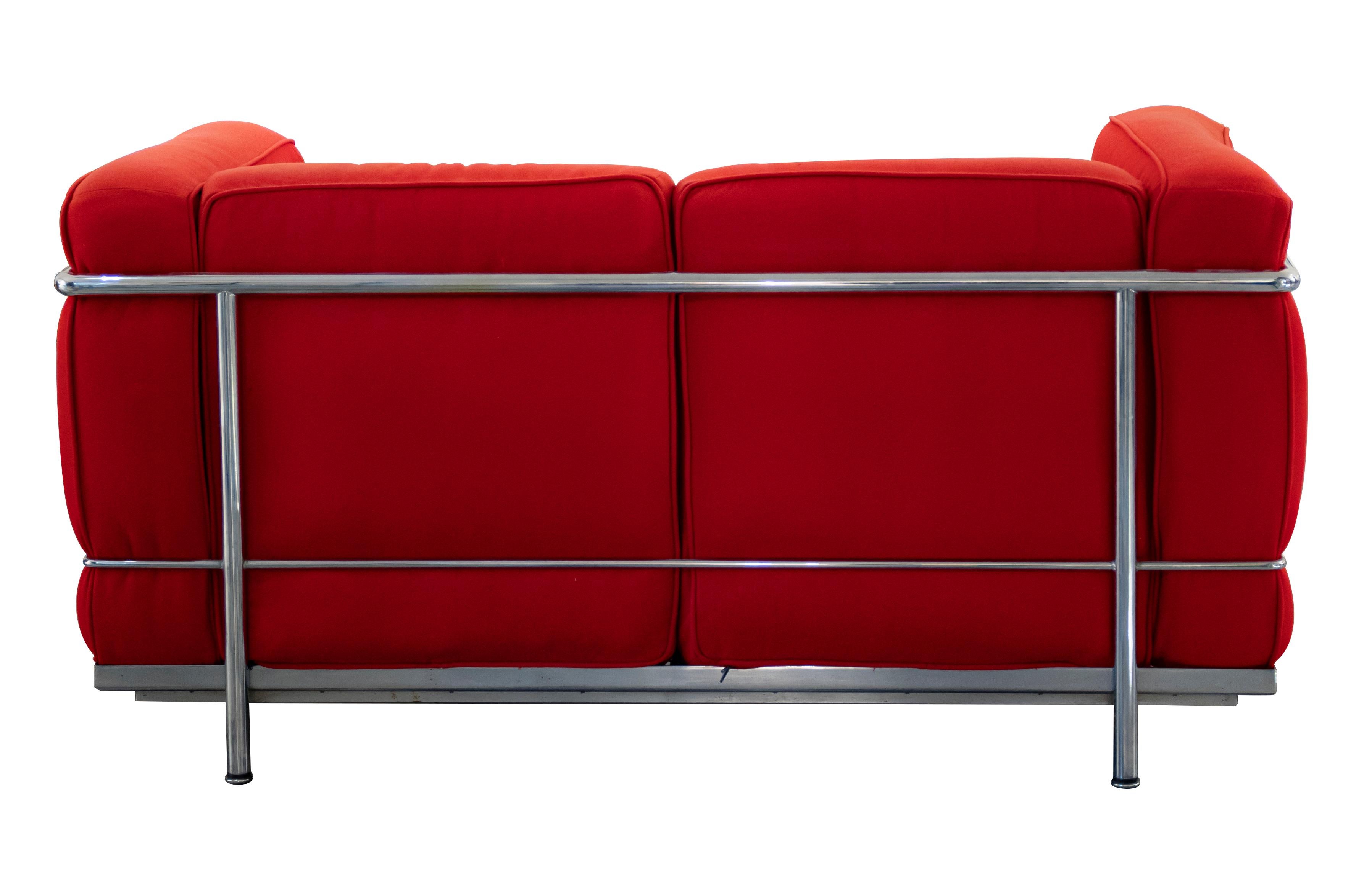 LC2 Two Seats Sofa by Le Corbusier for Cassina, Italy, 1970s In Good Condition In Roma, IT