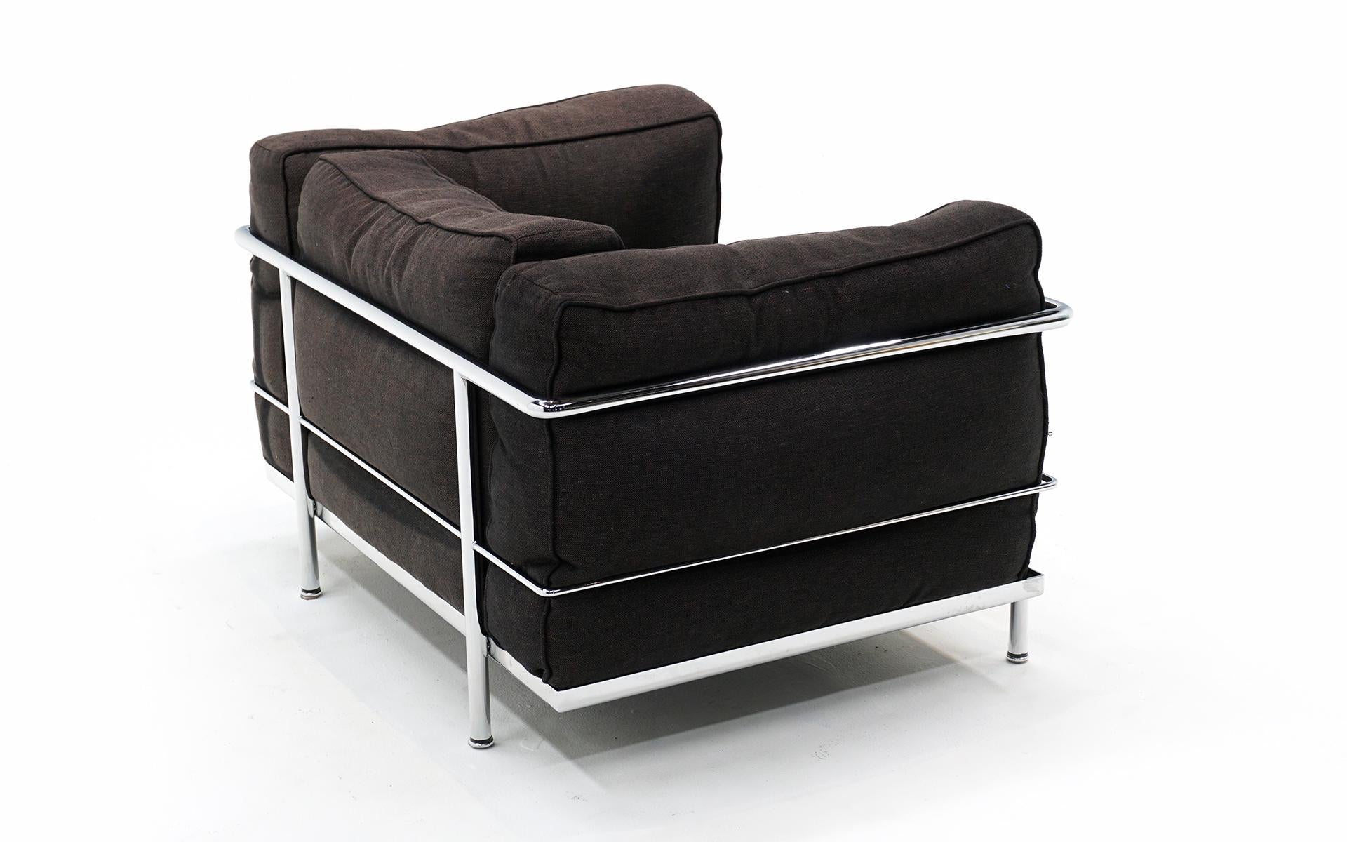 LC3 Arm Chair by Le Corbusier for Cassina, Chrome with Black Canvas