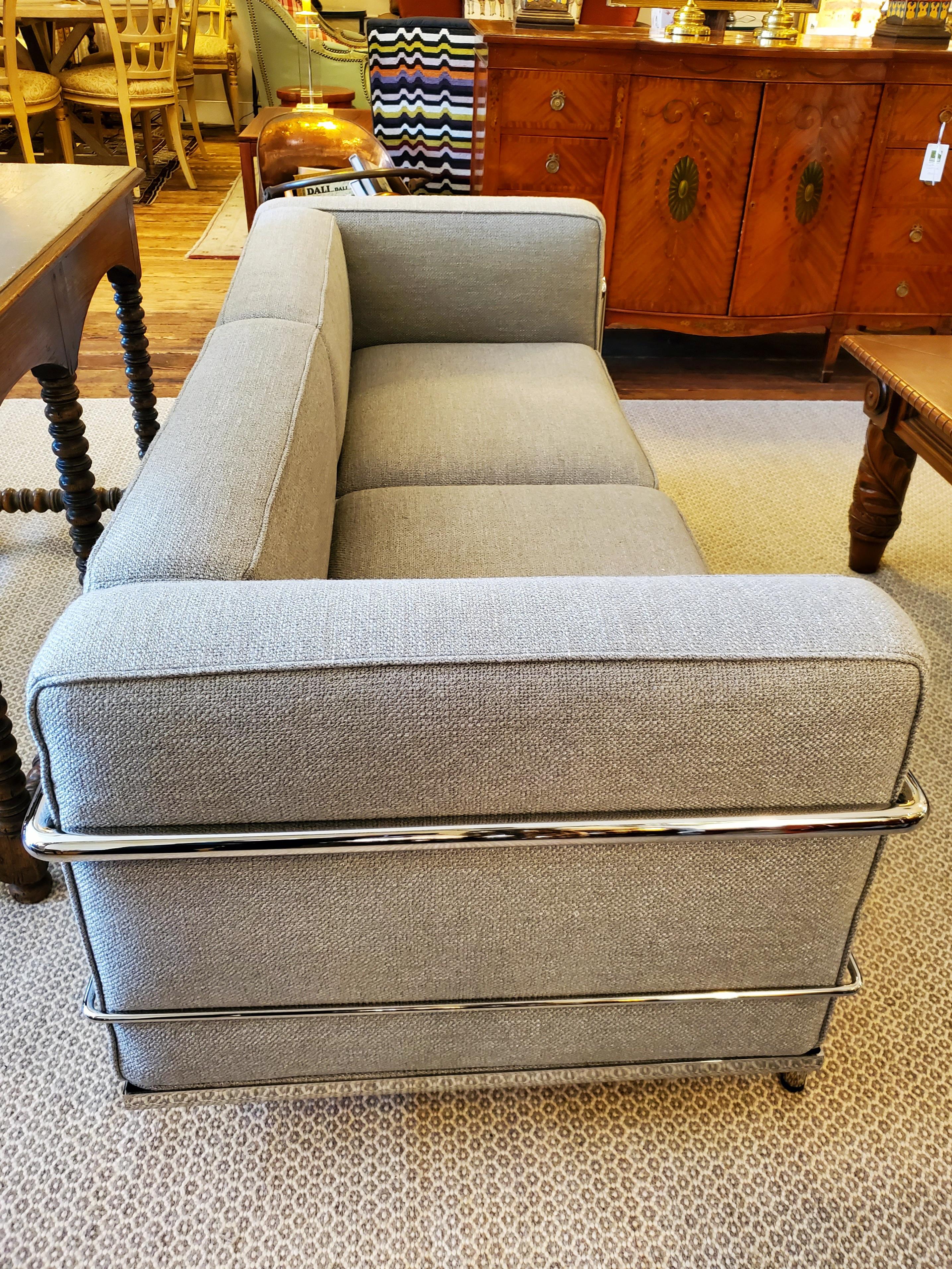 Italian LC3 Corbusier Jeanneret Perriand Style Cassina Sofa