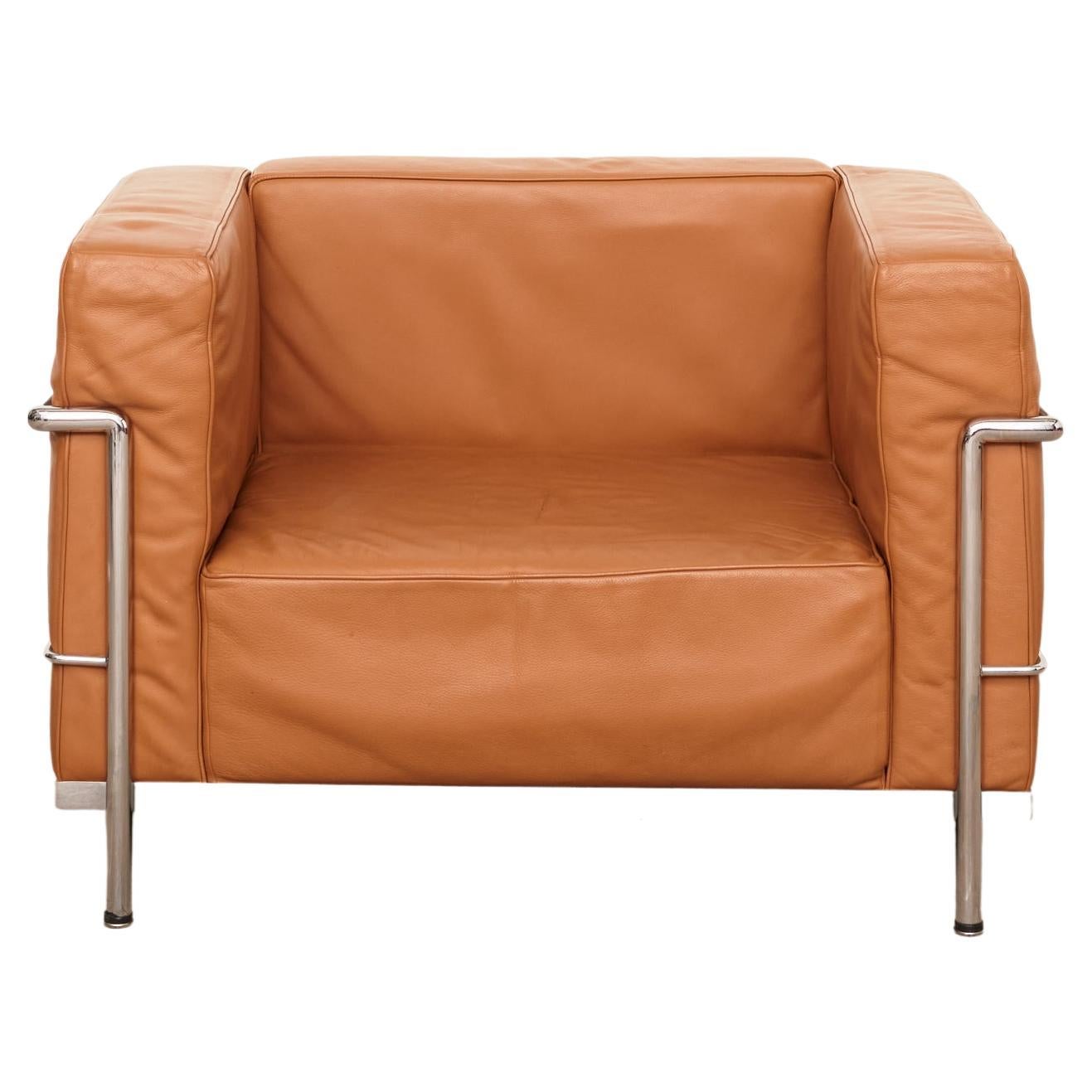 LC3 Grand Modele Armchair In Tobacco leather For Sale
