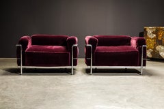 'LC3' Grand Modèle Club Chairs in Mohair by Le Corbusier for Cassina, Signed