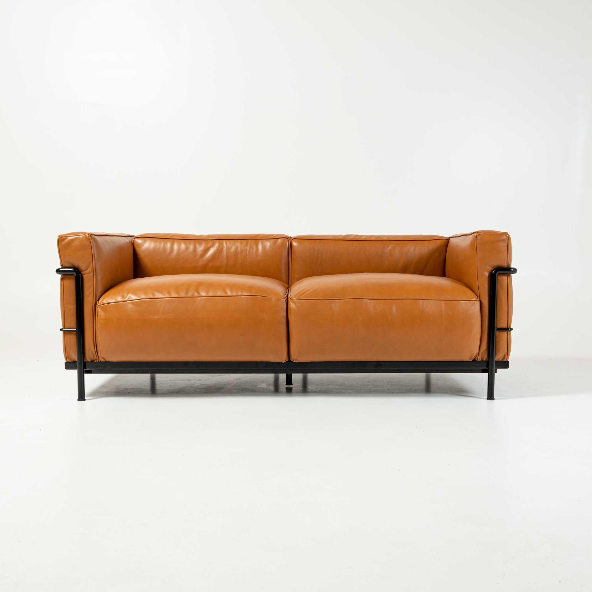 Bauhaus LC3 Grand Modele Sofa in Black Frame and Tobacco Leather
