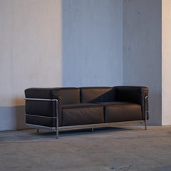 Le Corbusier, Jeanneret en Perriand LC3 Sofa in Brown Leather for Cassina
