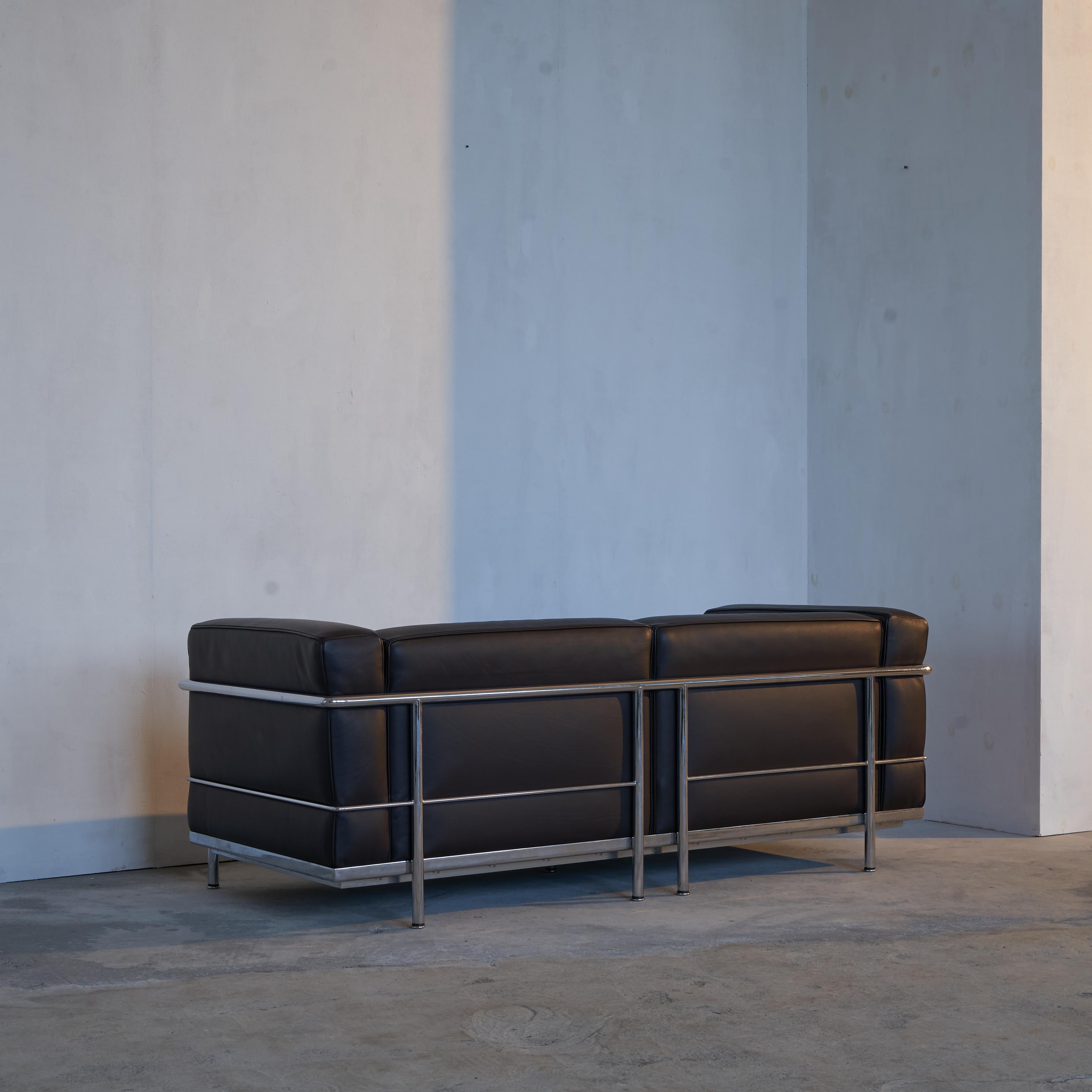 Italian Le Corbusier, Jeanneret en Perriand LC3 Sofa in Brown Leather for Cassina