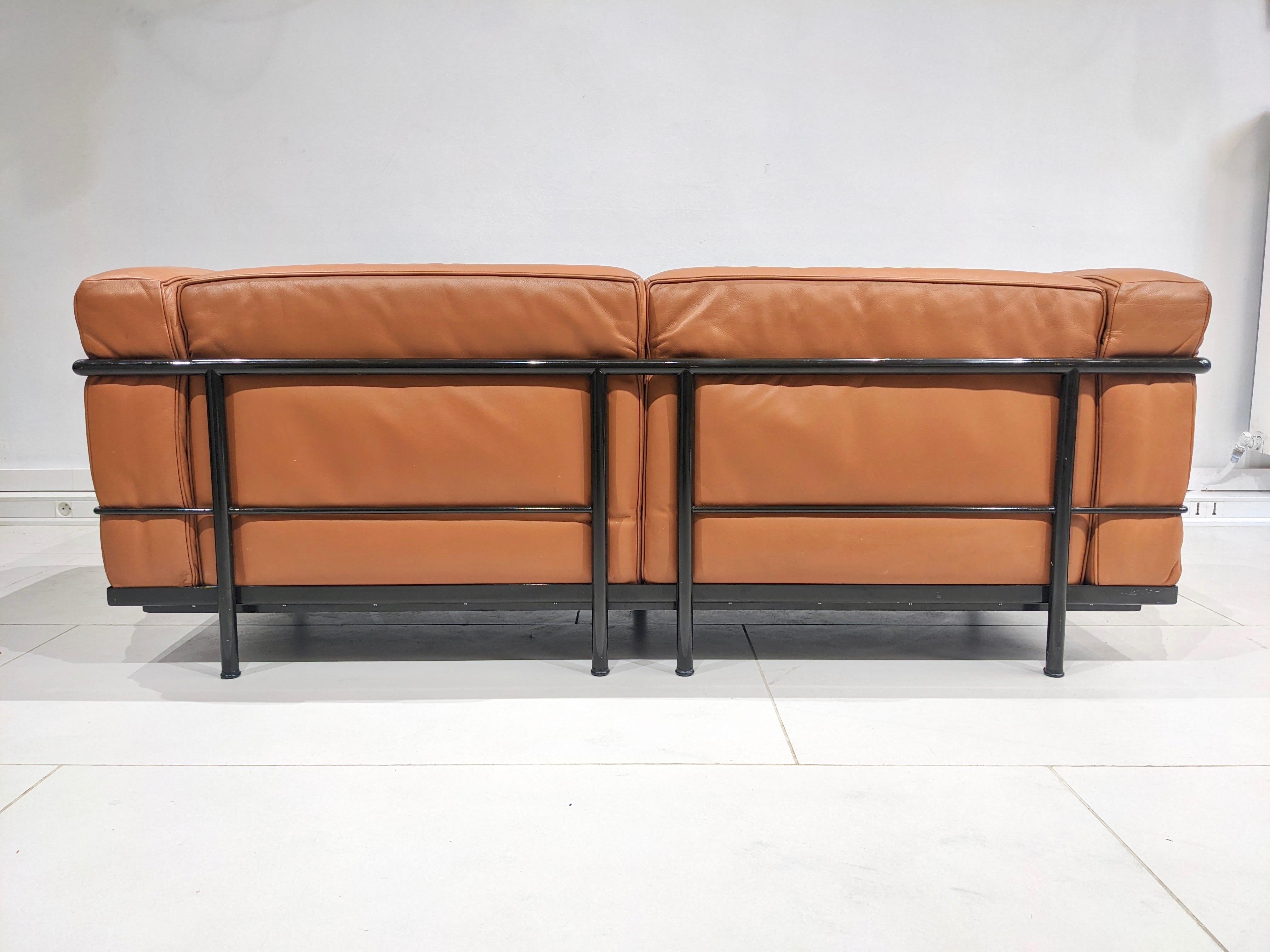 French LC3 Sofa Signed Le Corbusier Original Edition Cassina