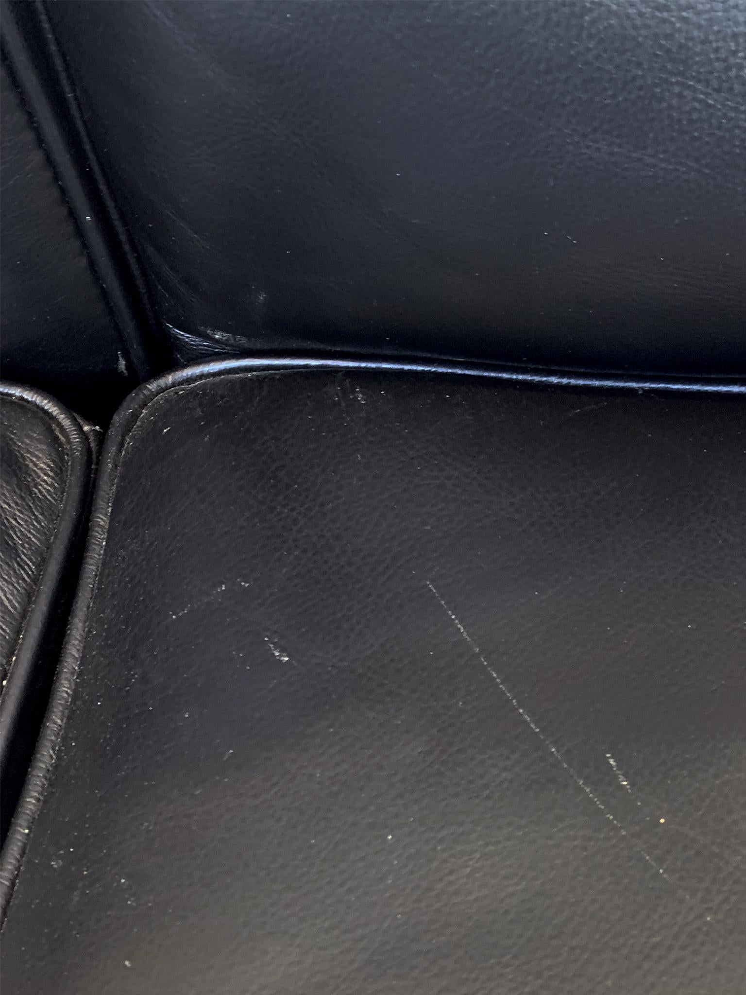 LC3 Style Black Leather & Chrome Sofa 3