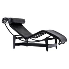 LC4 by Le Corbusier Lounge Chair Lc4 Grained Black Leather Edited by Cassina