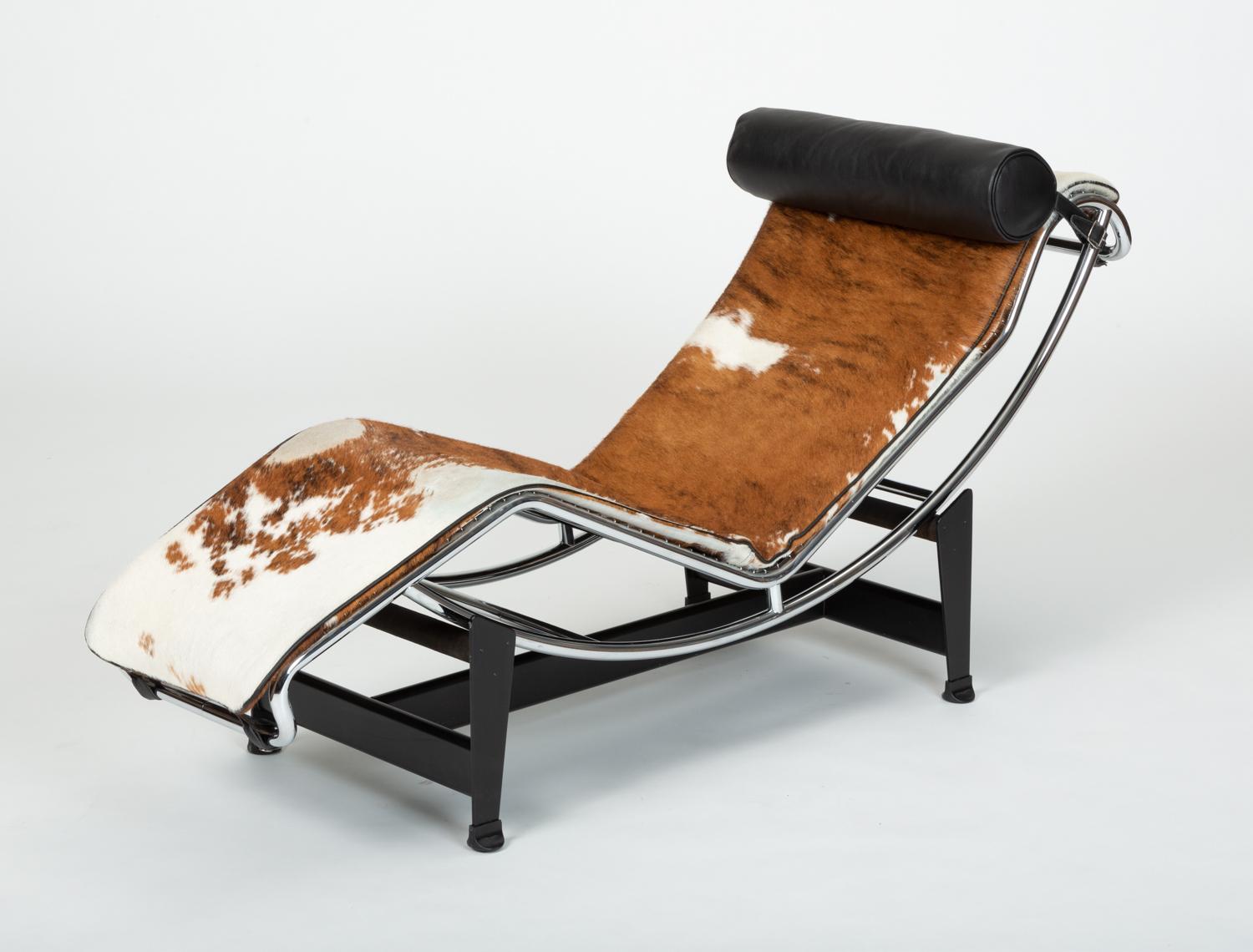 Designed by Charlotte Perriand in 1928 for Le Corbusier, this LC4 is finished in cowhide that’s just the right amount of worn in. The seat on this chaise is adjustable to an infinite possibility of positions, from fully upright to a relaxed recline,