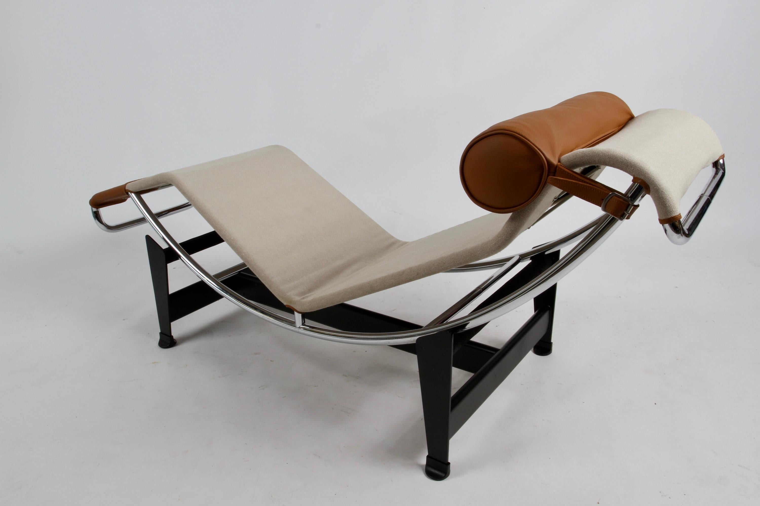 Lc4 Chaise Lounge Canvas & Leather, Charlotte Perriand & Le Corbusier, Cassina 6