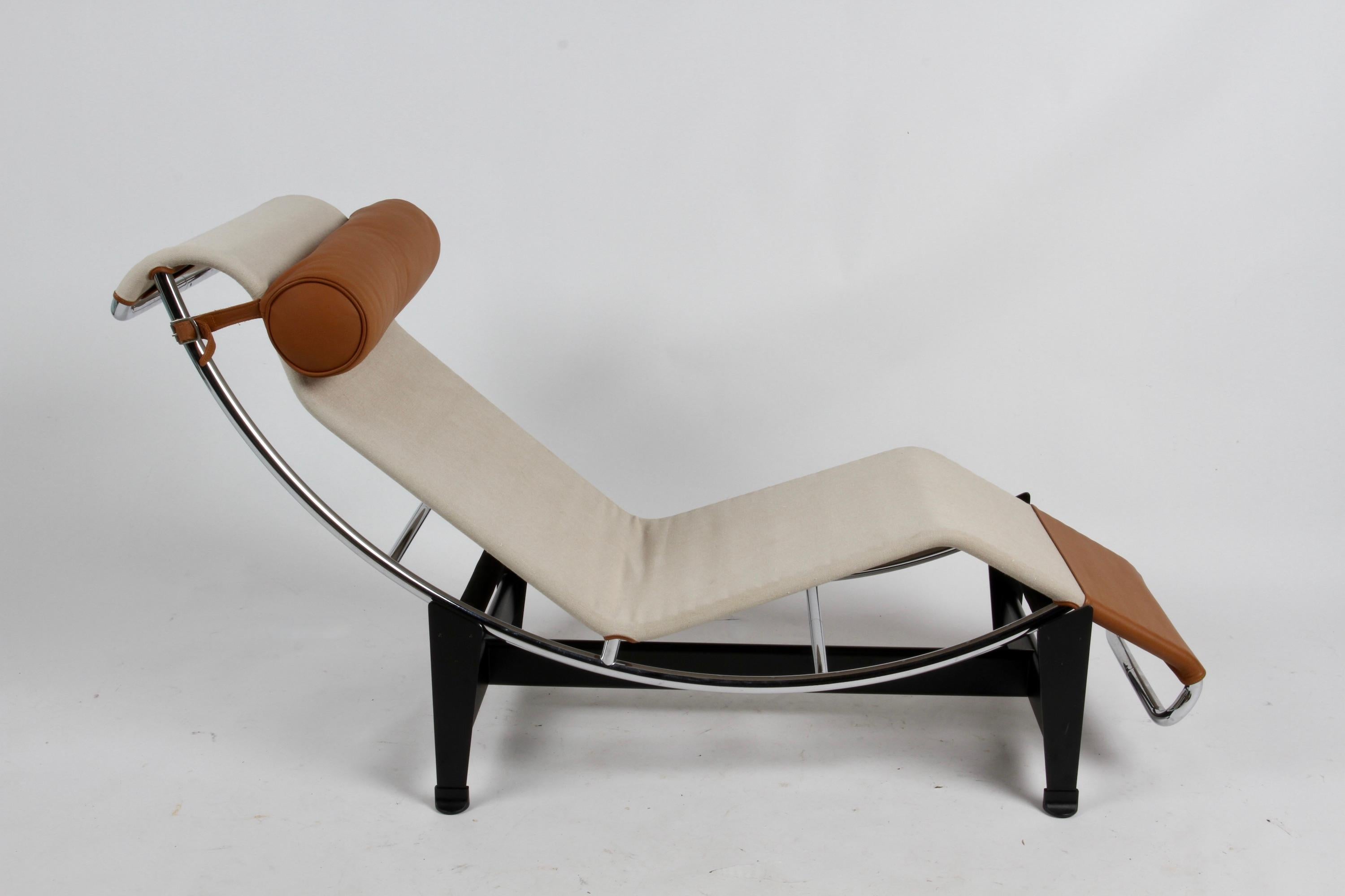 Bauhaus Lc4 Chaise Lounge Canvas & Leather, Charlotte Perriand & Le Corbusier, Cassina