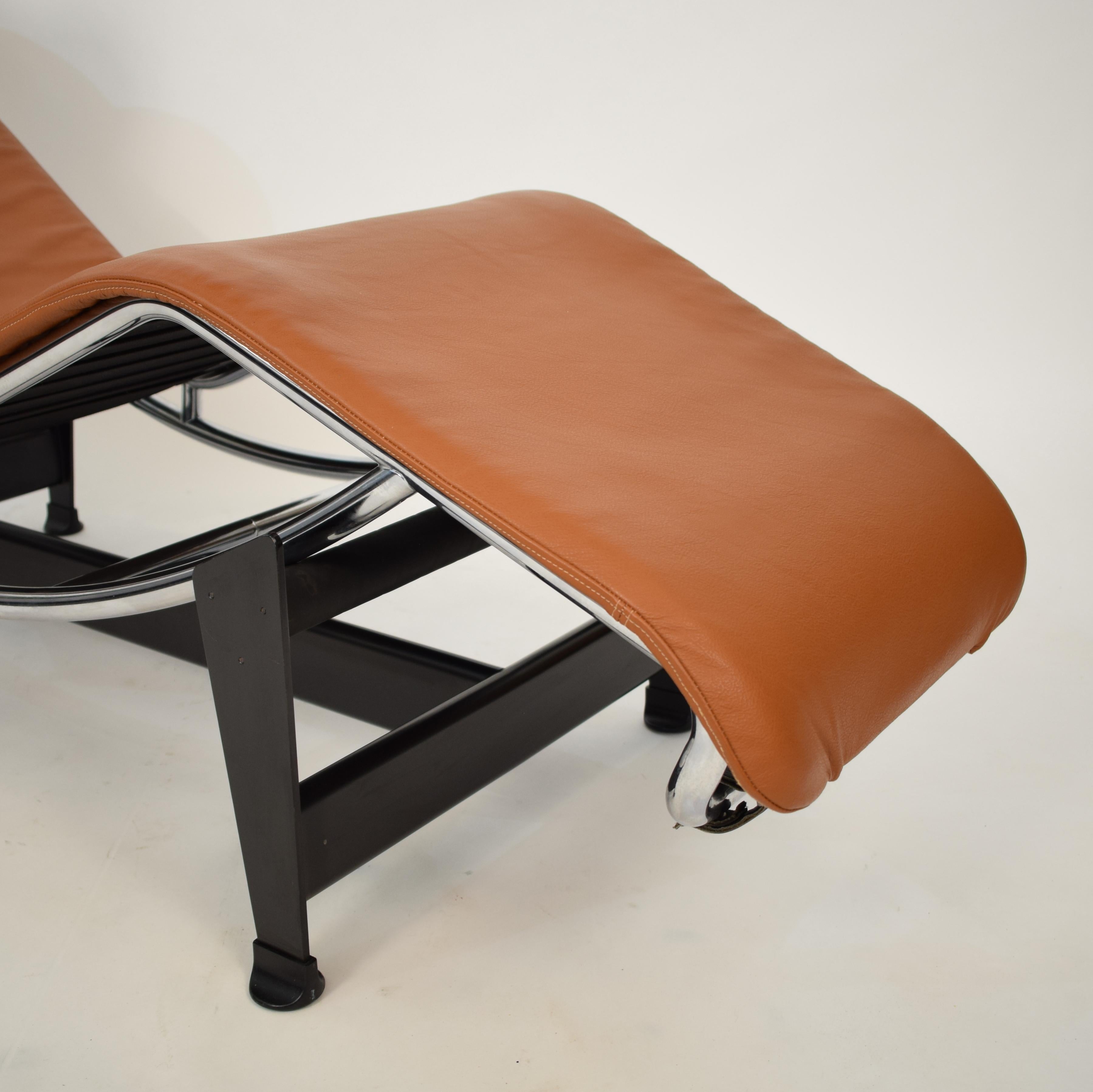Bauhaus LC4 Chaise Lounge Leather by Charlotte Perriand and Le Corbusier, for Cassina