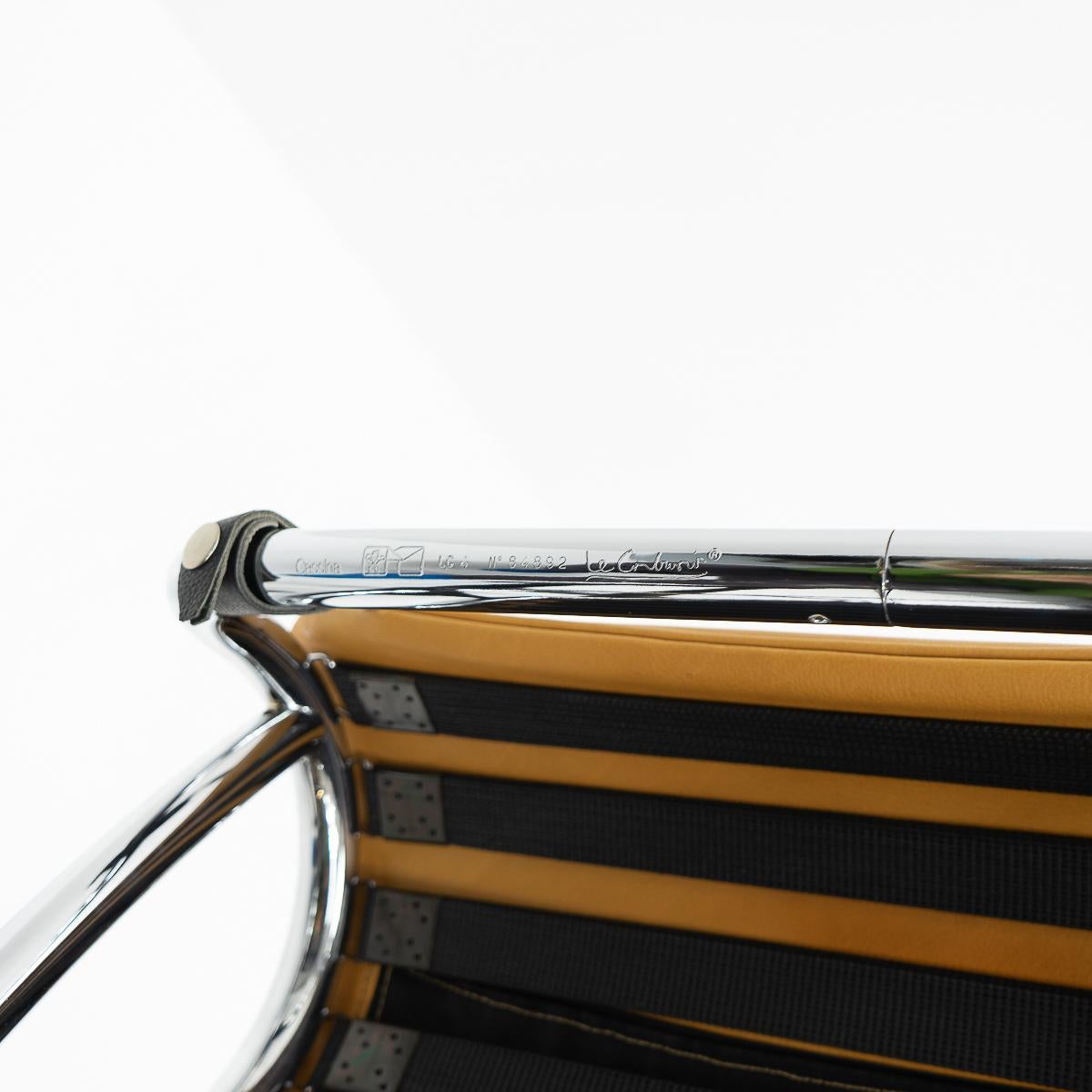 LC4 in Cognac Aniline Leather by Le Corbusier, Cassina, 1980s 5