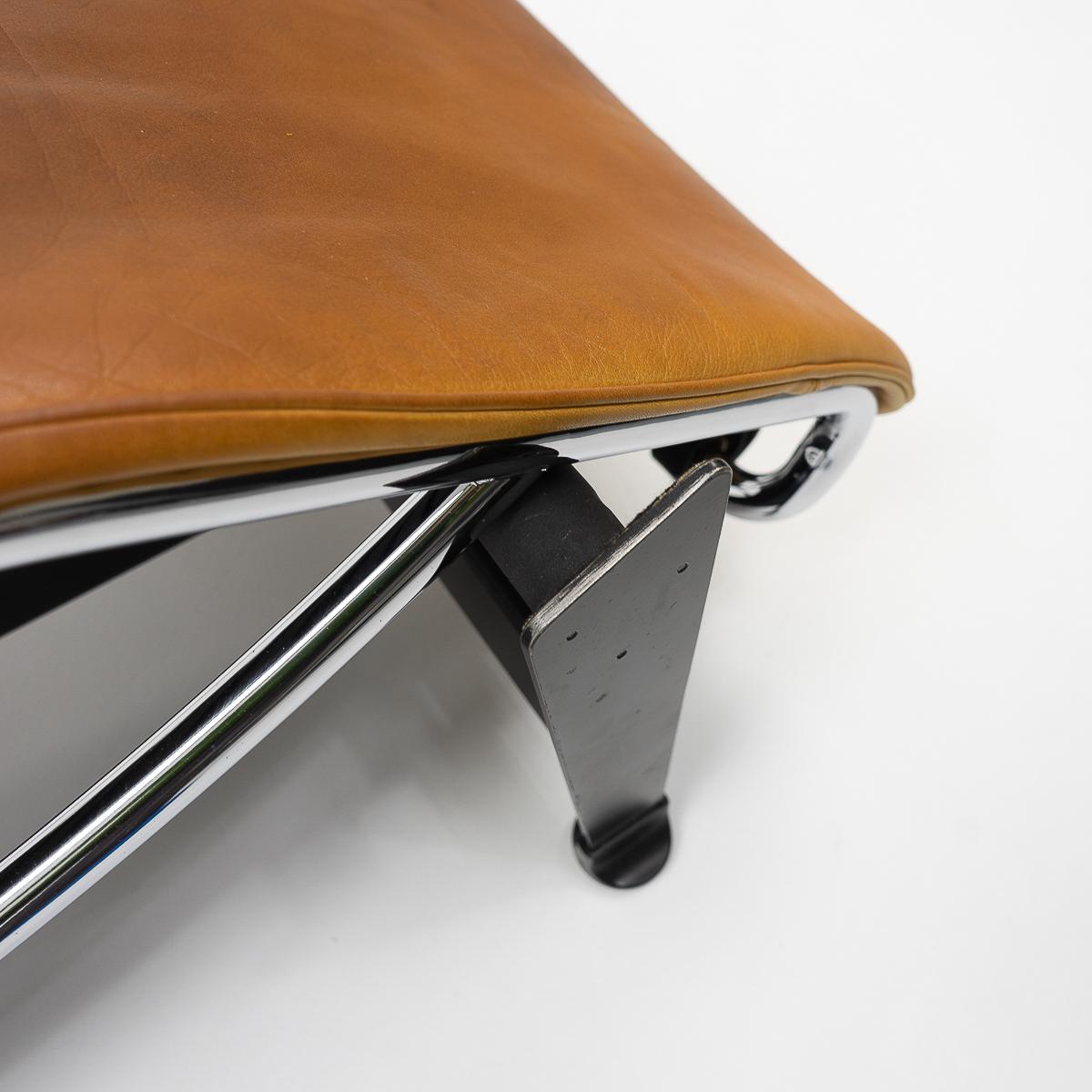 Italian LC4 in Cognac Aniline Leather by Le Corbusier, Cassina, 1980s