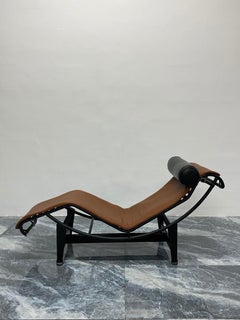 LC4 Noire Brown Leather Chaise Lounge for Cassina, Le Corbusier