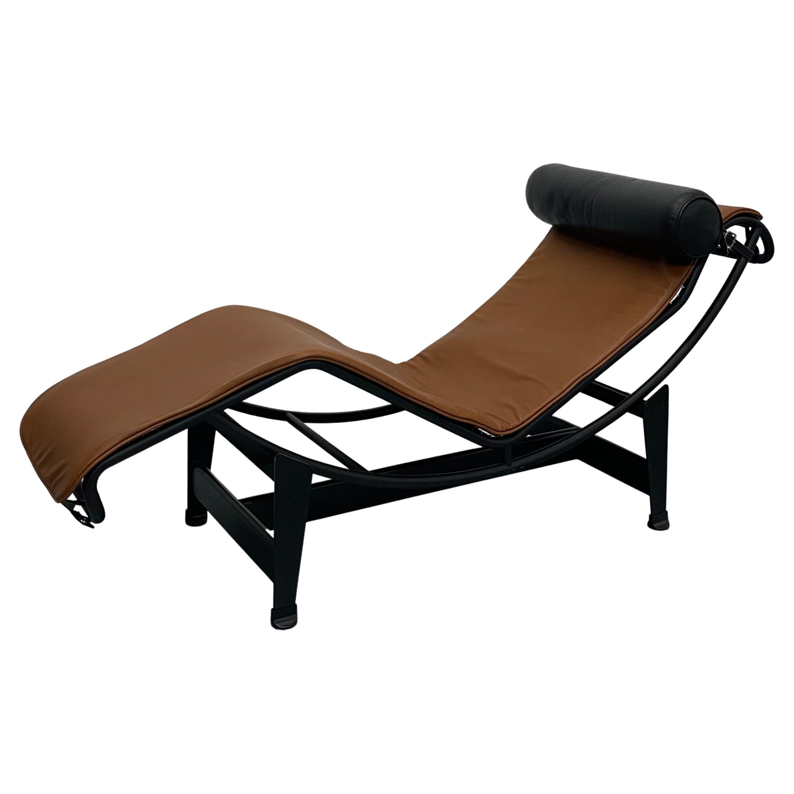 LC4 Noire Brown Leather Chaise Lounge for Cassina, Le Corbusier