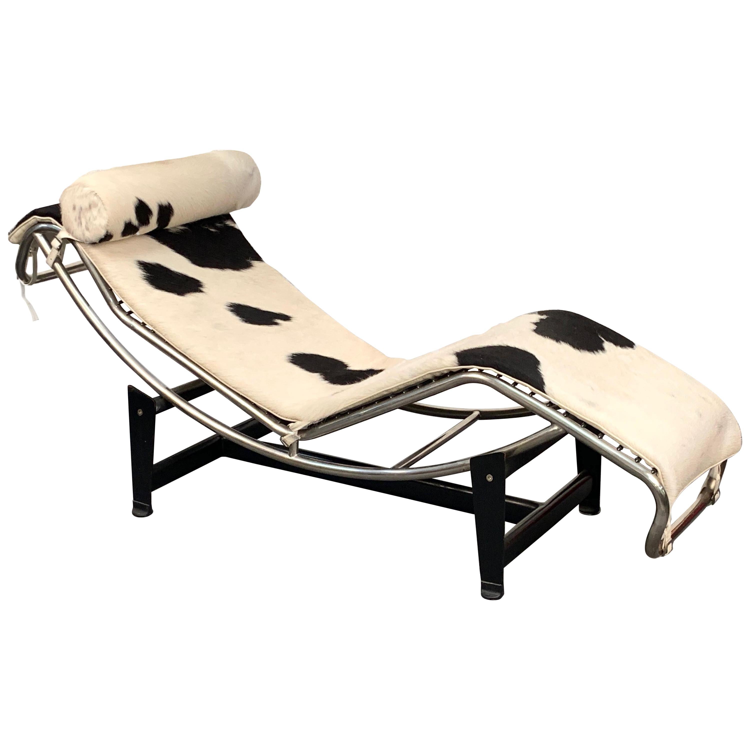 LC4 Steel and Skin Chaise Longue by Le Corbusier, Perriand and Jeanneret, 1980s