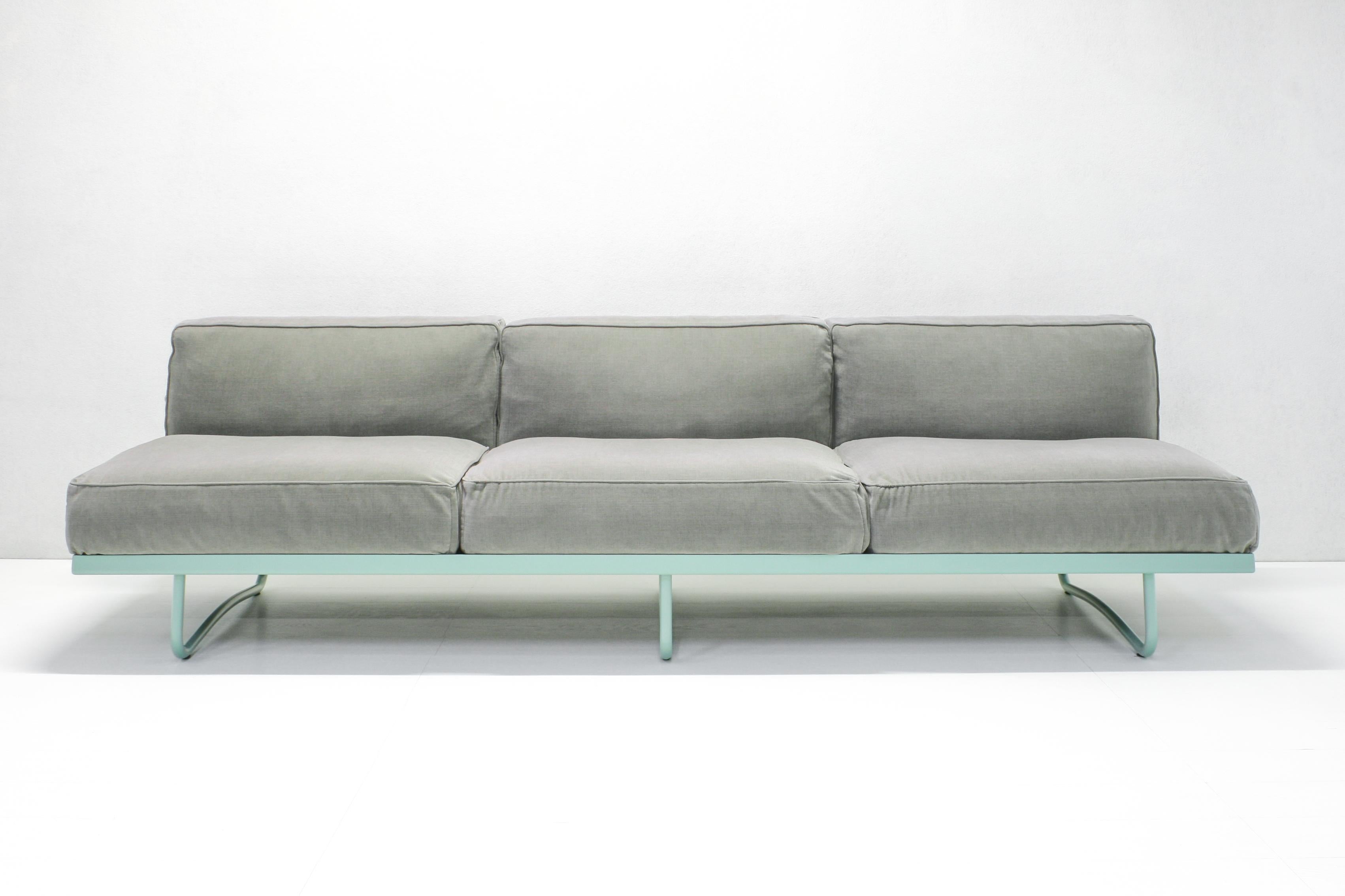 Designed in 1934 the LC5 sofa is Le Corbusier’s interpretation of the armless sofa. With its inviting design, LC5 lends casual sophistication to lounges, lobbies, and waiting areas. 
Relaunched by Cassina in 2014 in various finishes. The comfortable