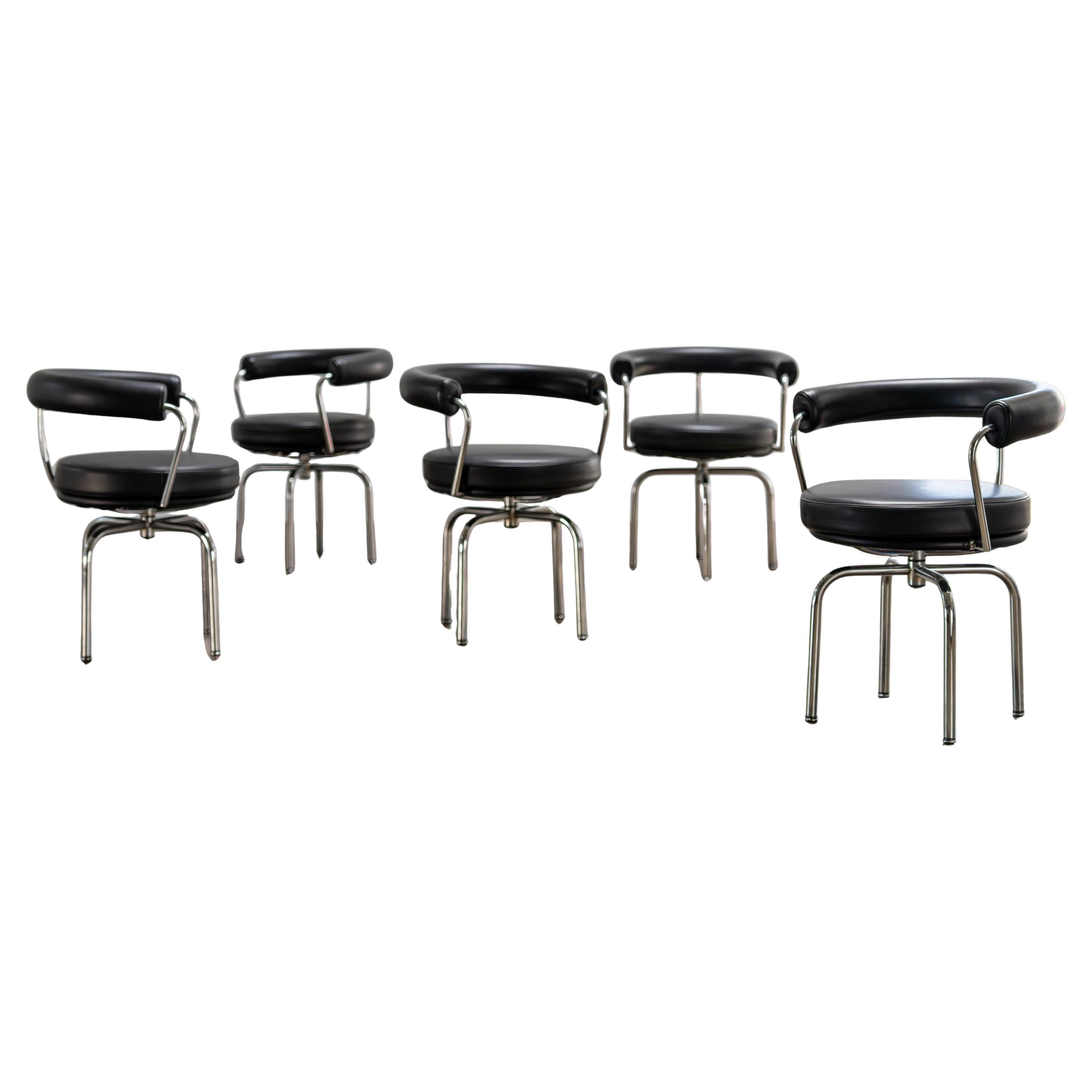 LC7 Swiveling Leather-Chairs by Le Corbusier Cassina, Italy For Sale