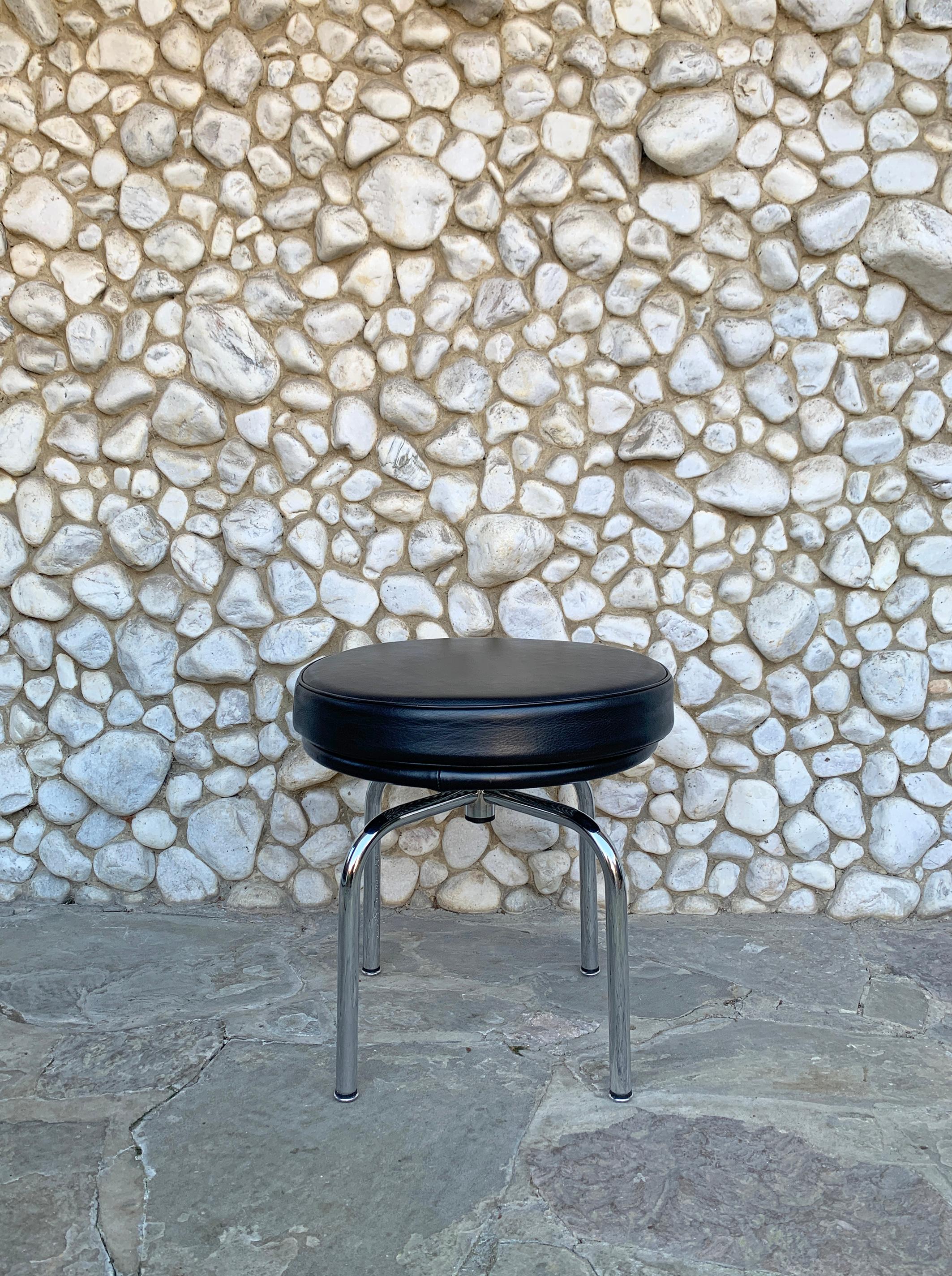 Italian LC8 Stool by Charlotte Perriand and Le Corbusier for Cassina, 1970-80