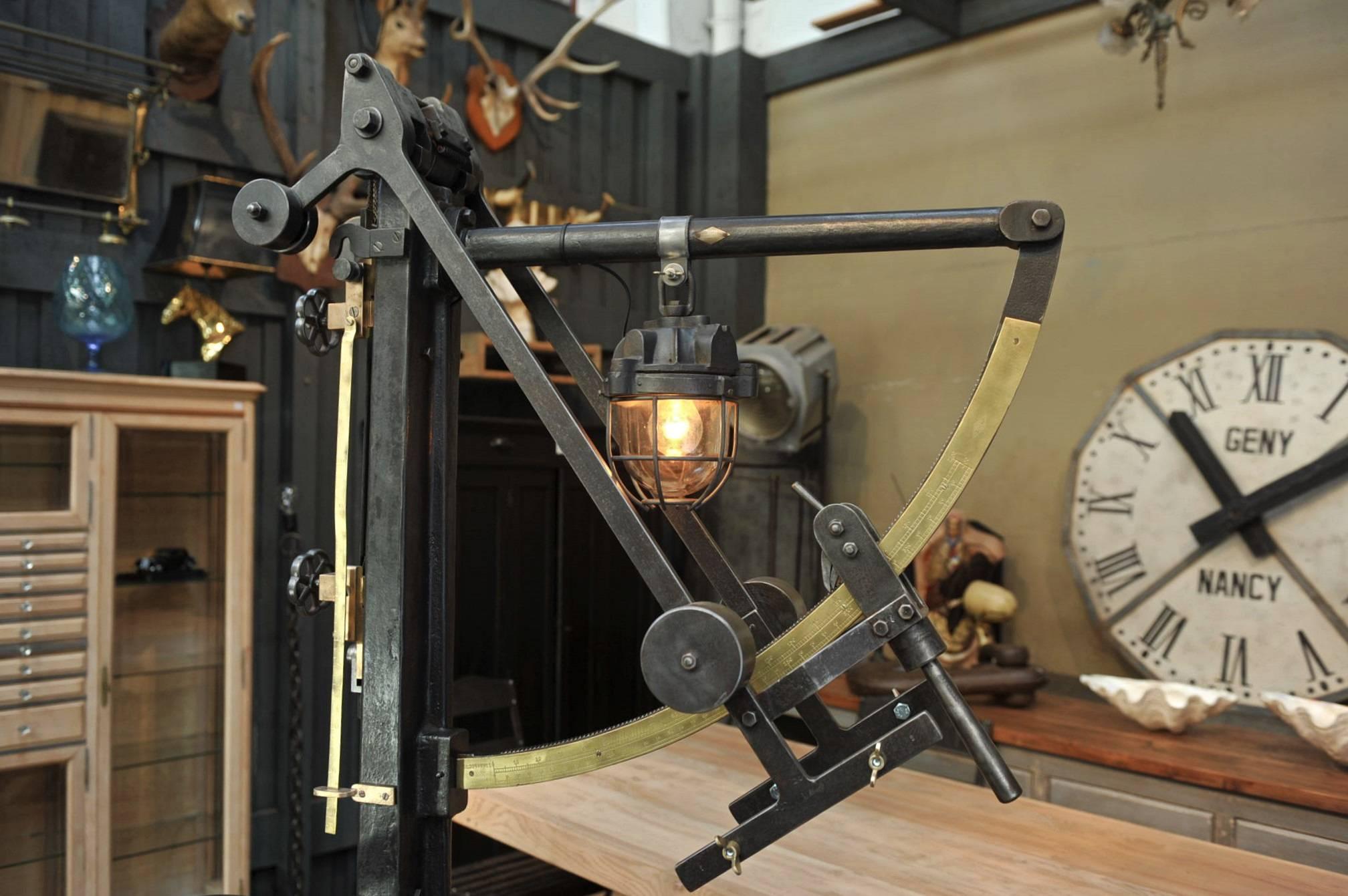 L.Casin Lille, 1920s Pressure Monitor Cast Iron Machine in Floor Lampe 1