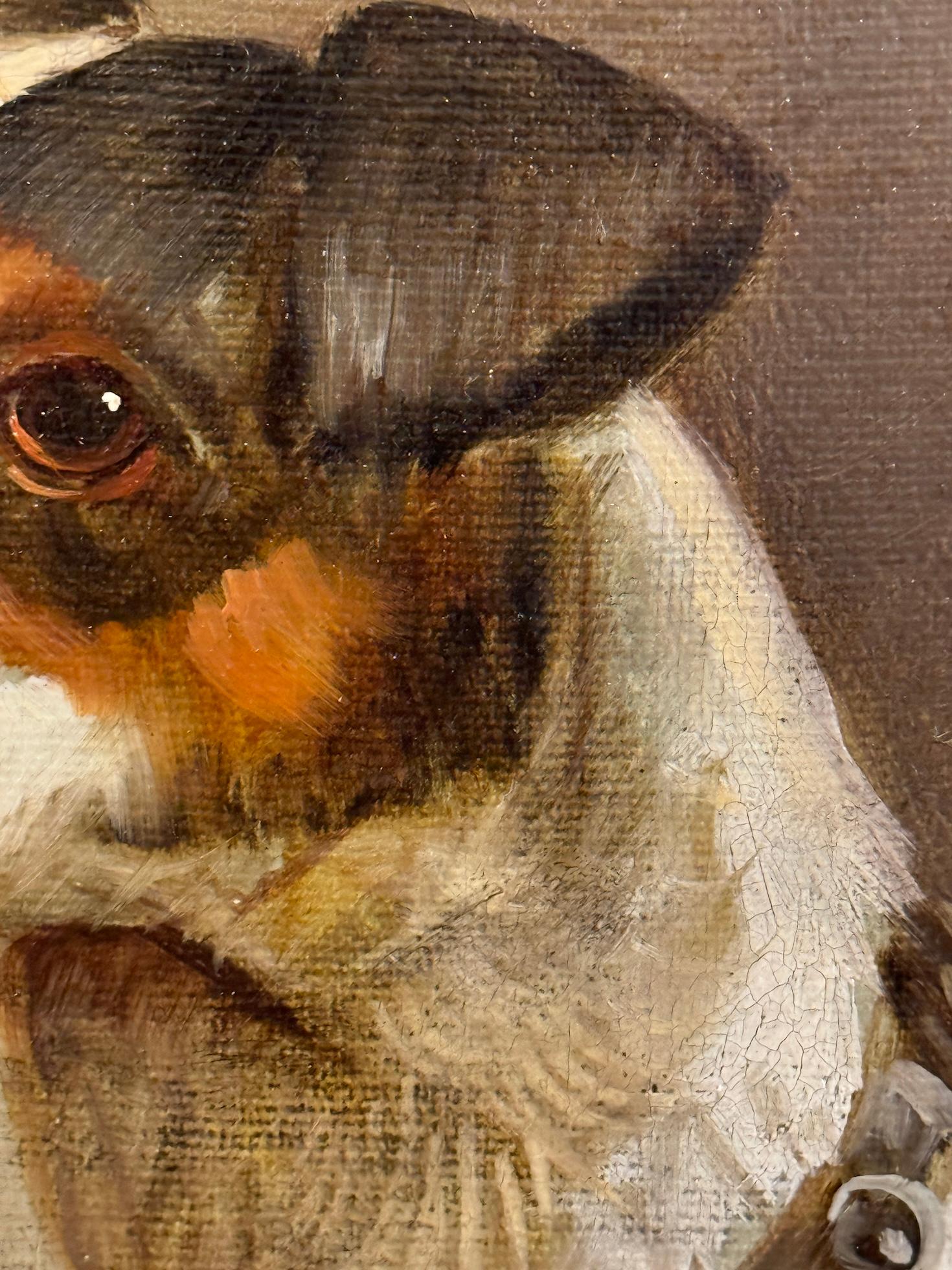 This exquisite English 19th-century portrait of a Jack Russell, painted by L. Cato circa 1890, captures the charming essence of one of the most beloved dog breeds. The artist’s attention to detail in rendering the dog’s expressive eyes, fur texture,