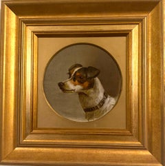19th century English Jack Russell dog head portrait