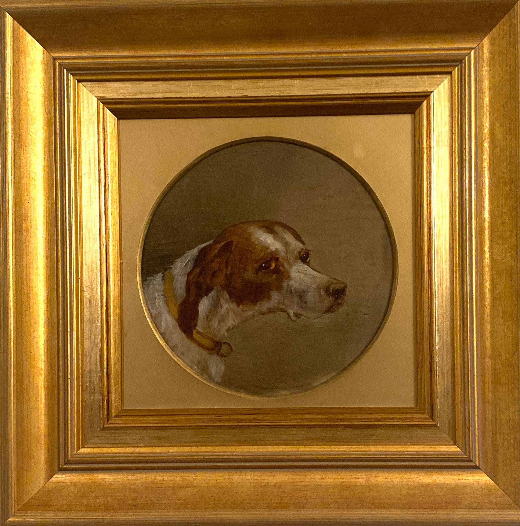 This exquisite English 19th-century portrait of a Spaniel or hound, painted by L. Cato circa 1890, captures the charming essence of one of the most beloved dog breeds. The artist’s attention to detail in rendering the dog’s expressive eyes, fur