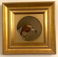 19th century English Spaniel or Fox Hound dog head portrait