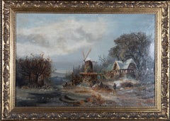 Antique L.C.C. - 19th Century Oil, Winter Countryside Scene