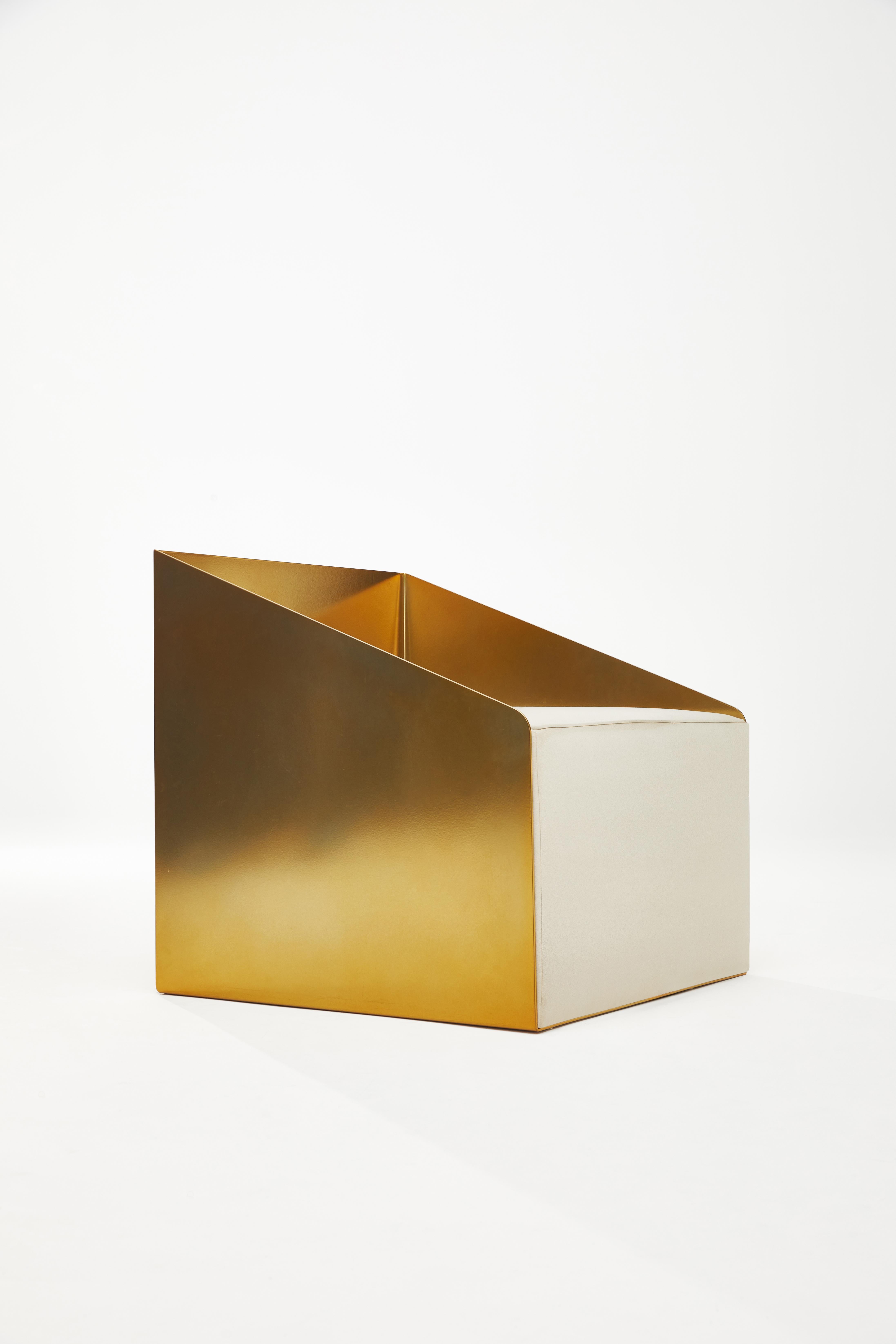 LCCA Lounge Chair In Chrom Gold Aluminium & Elfenbein Beige Sitz von Heilig Objects im Angebot 5