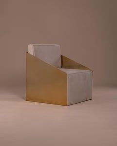 LCCA Lounge Chair in alluminio cromato oro e seduta beige avorio di Heilig Objects