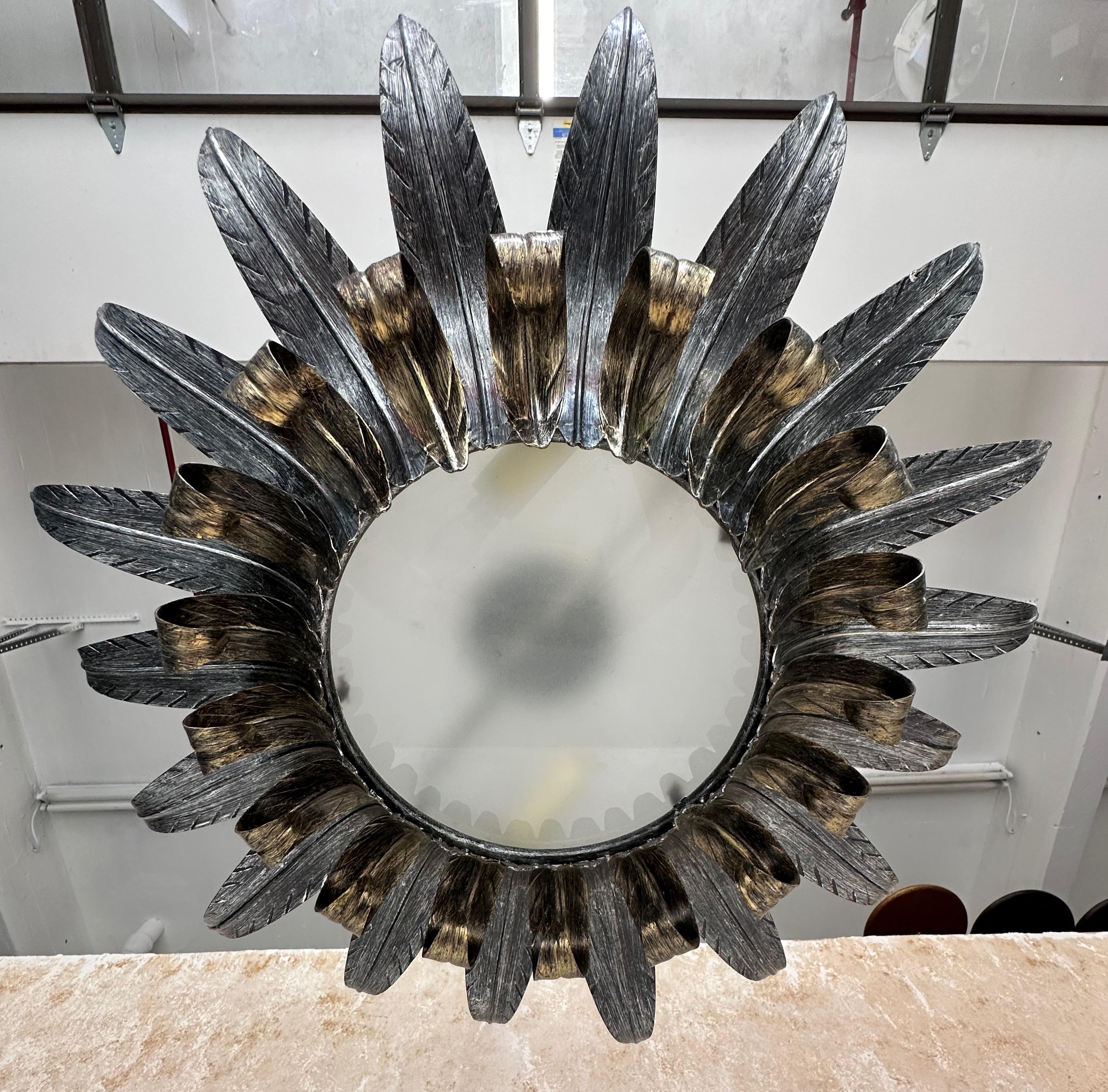 Gilt Spanish 1950s Double Tiered Ceiling Fixture For Sale