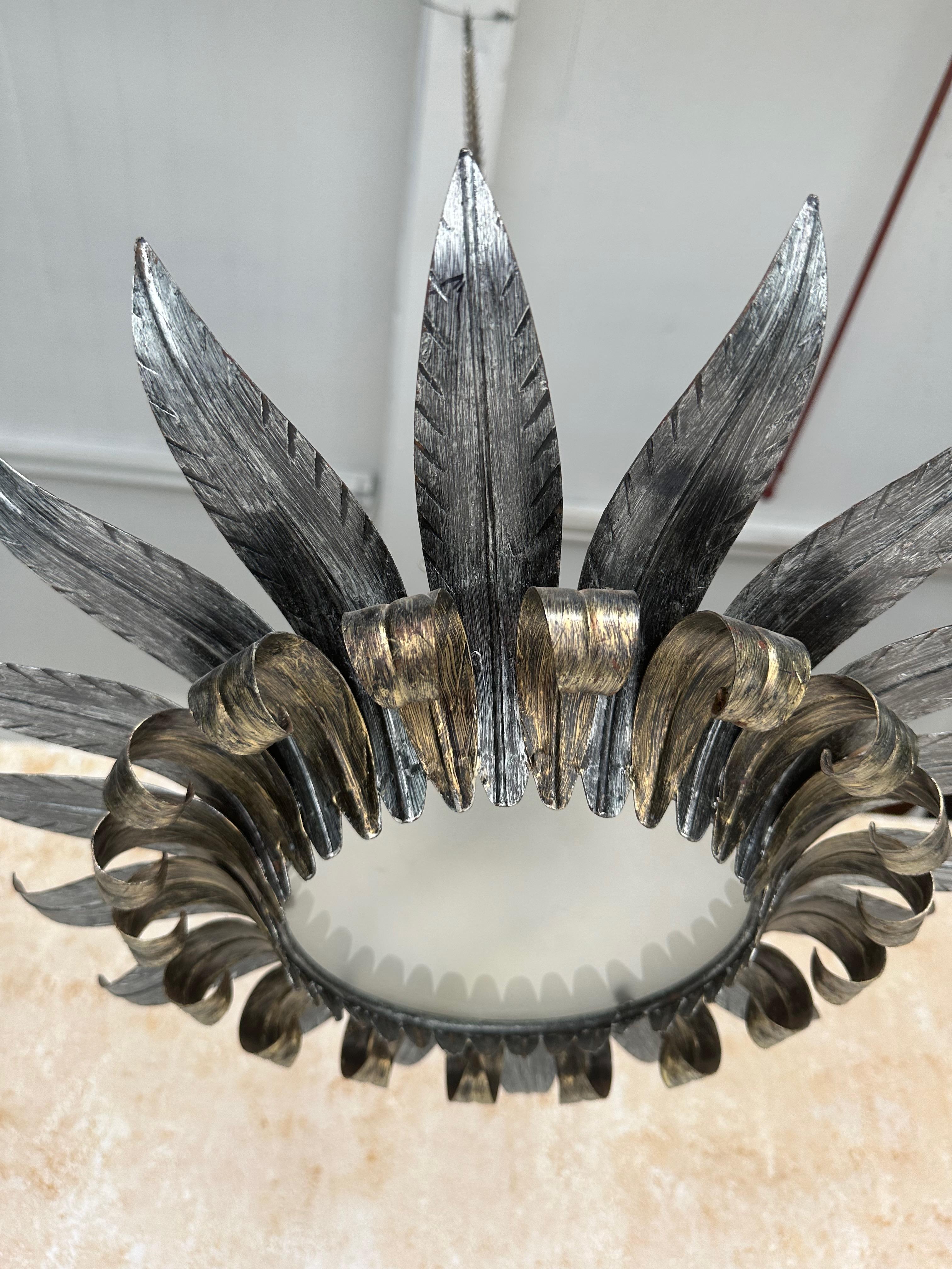Spanish 1950s Double Tiered Ceiling Fixture For Sale 1