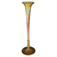 LCT Louis Comfort Tiffany Favrile Art Glass Vase with Enameled Bronze Dore Mount