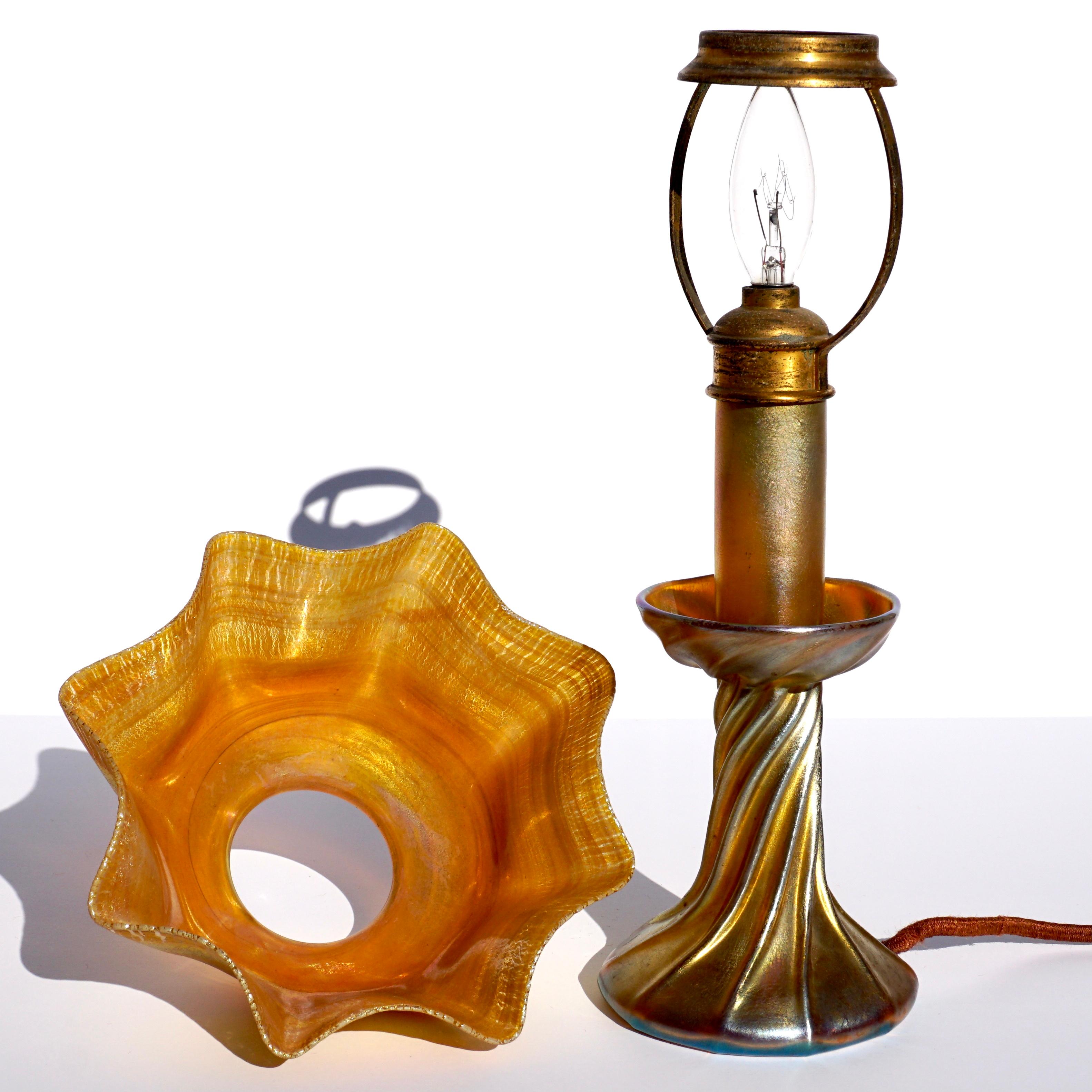 Art Nouveau L.C.T. Tiffany Favrile Candle Lamp